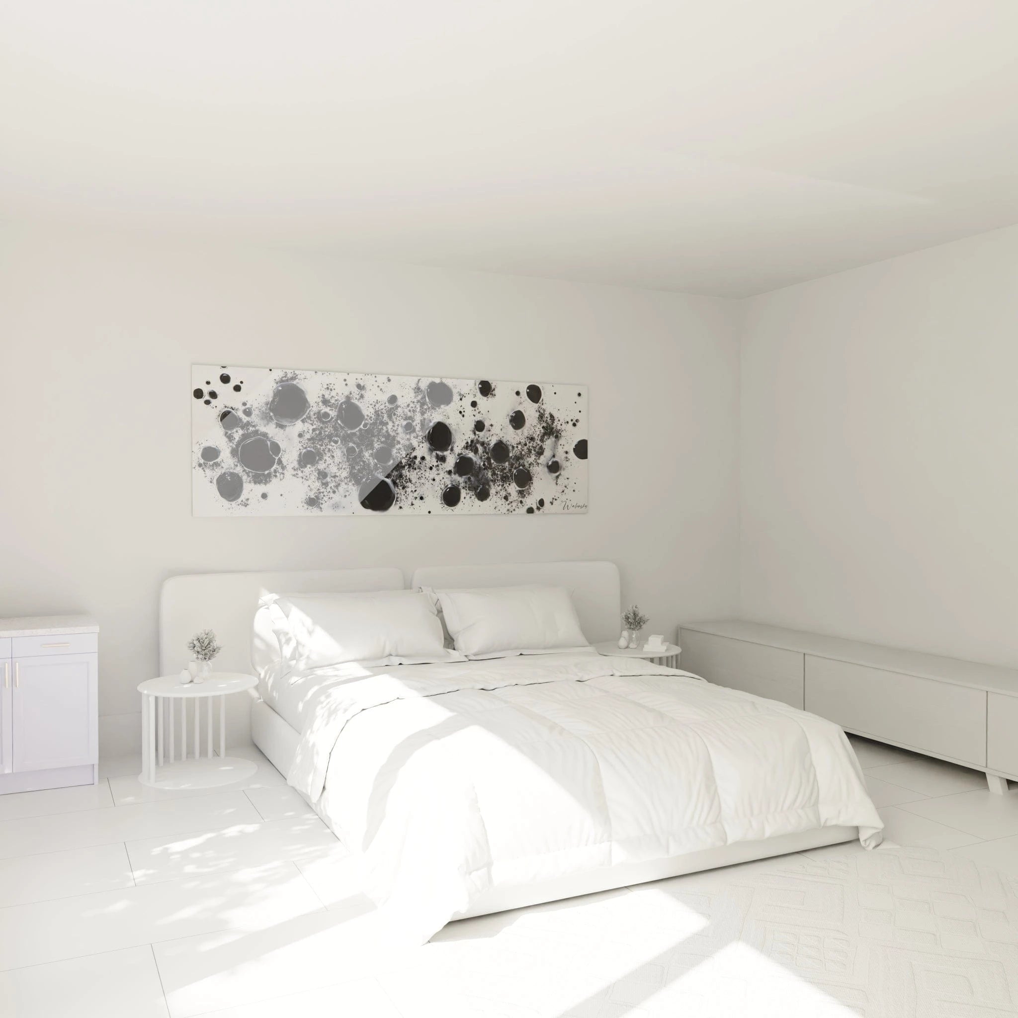 Tableau tacheté noir et blanc de Walensky pour un décor moderne de chambre à coucher