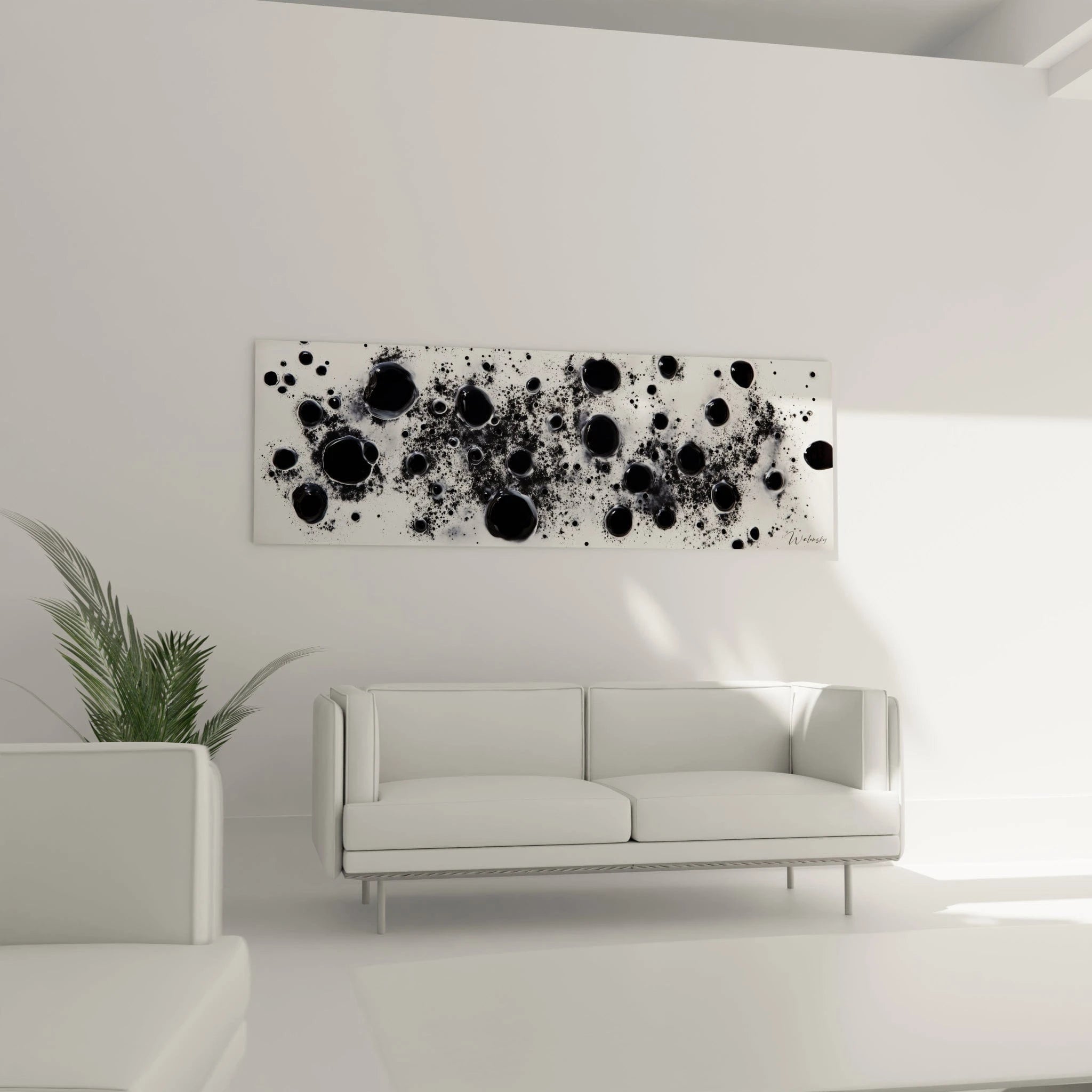 Tableau tacheté noir et blanc de Walensky, décor moderne pour un intérieur élégant