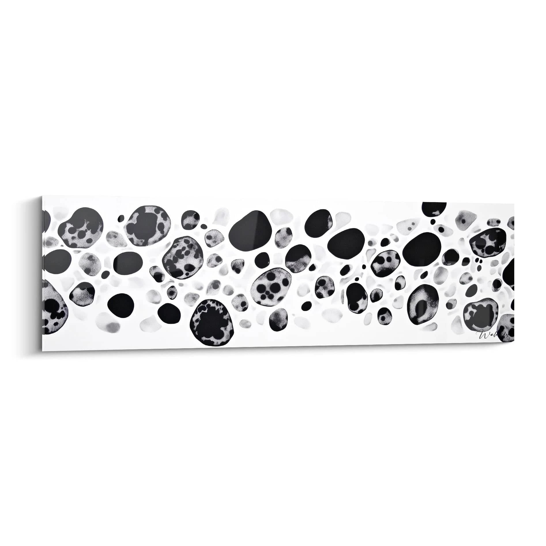 Tableau tacheté noir et blanc de Walensky avec des motifs ondulés modernes pour décoration intérieure