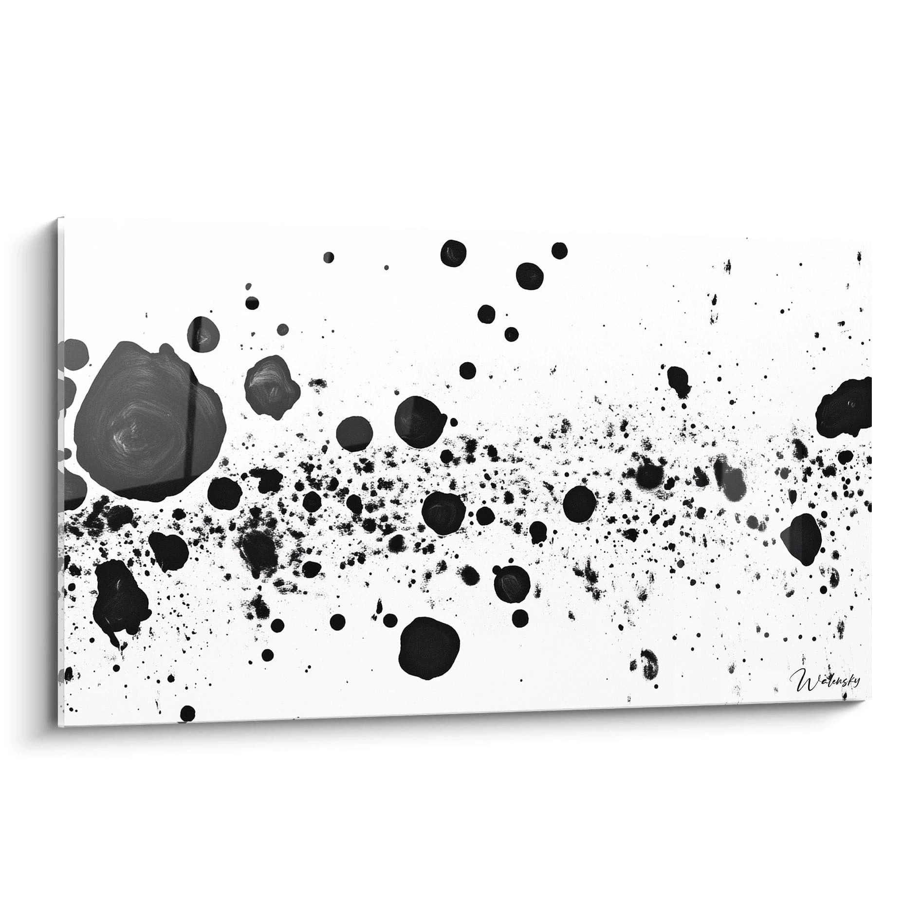 Tableau tacheté noir et blanc de Walensky avec des éclaboussures artistiques modernes