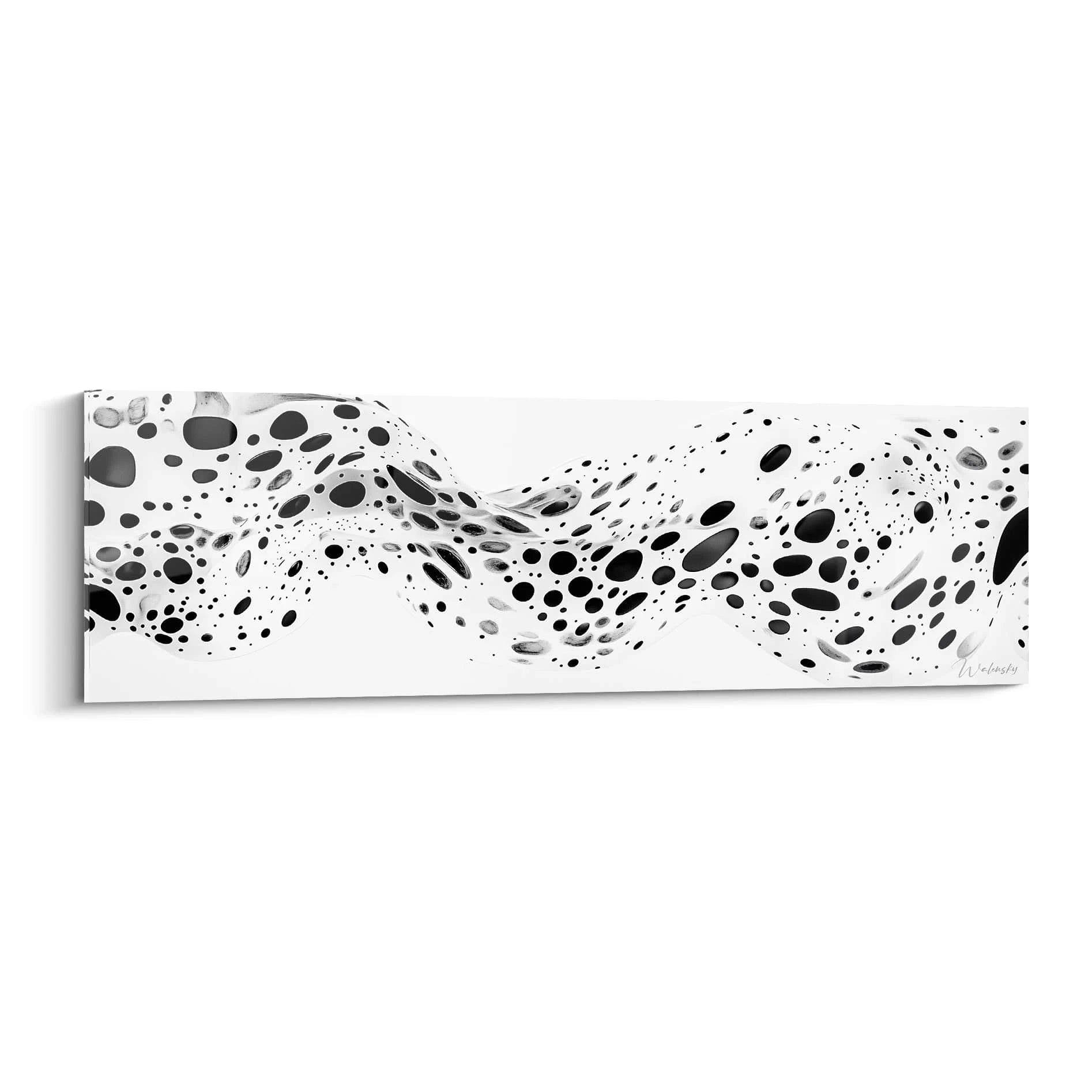 Tableau tacheté noir et blanc de Walensky avec un design abstrait ondulé et moderne