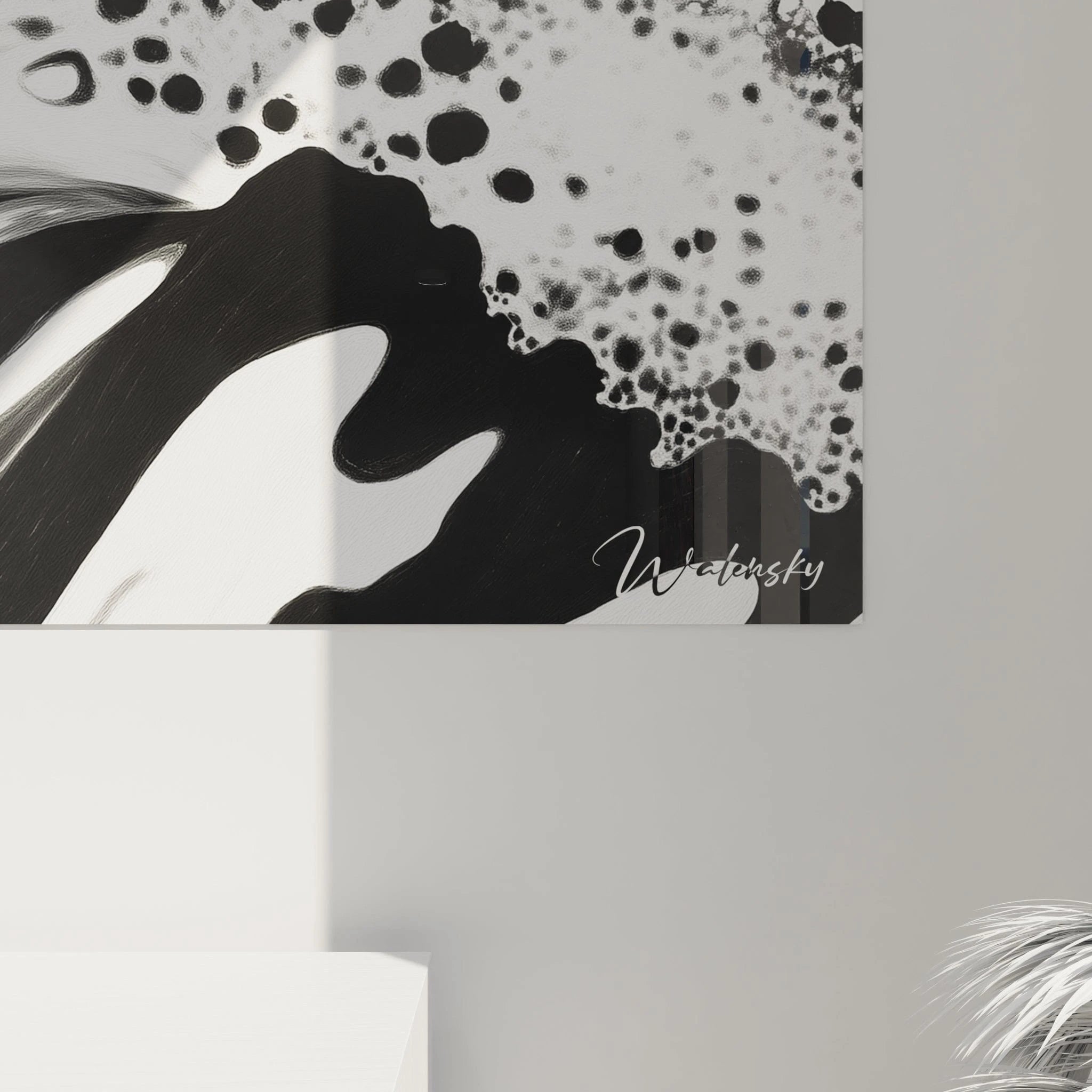 Tableau tacheté noir et blanc de Walensky avec une texture artistique unique pour décoration intérieure