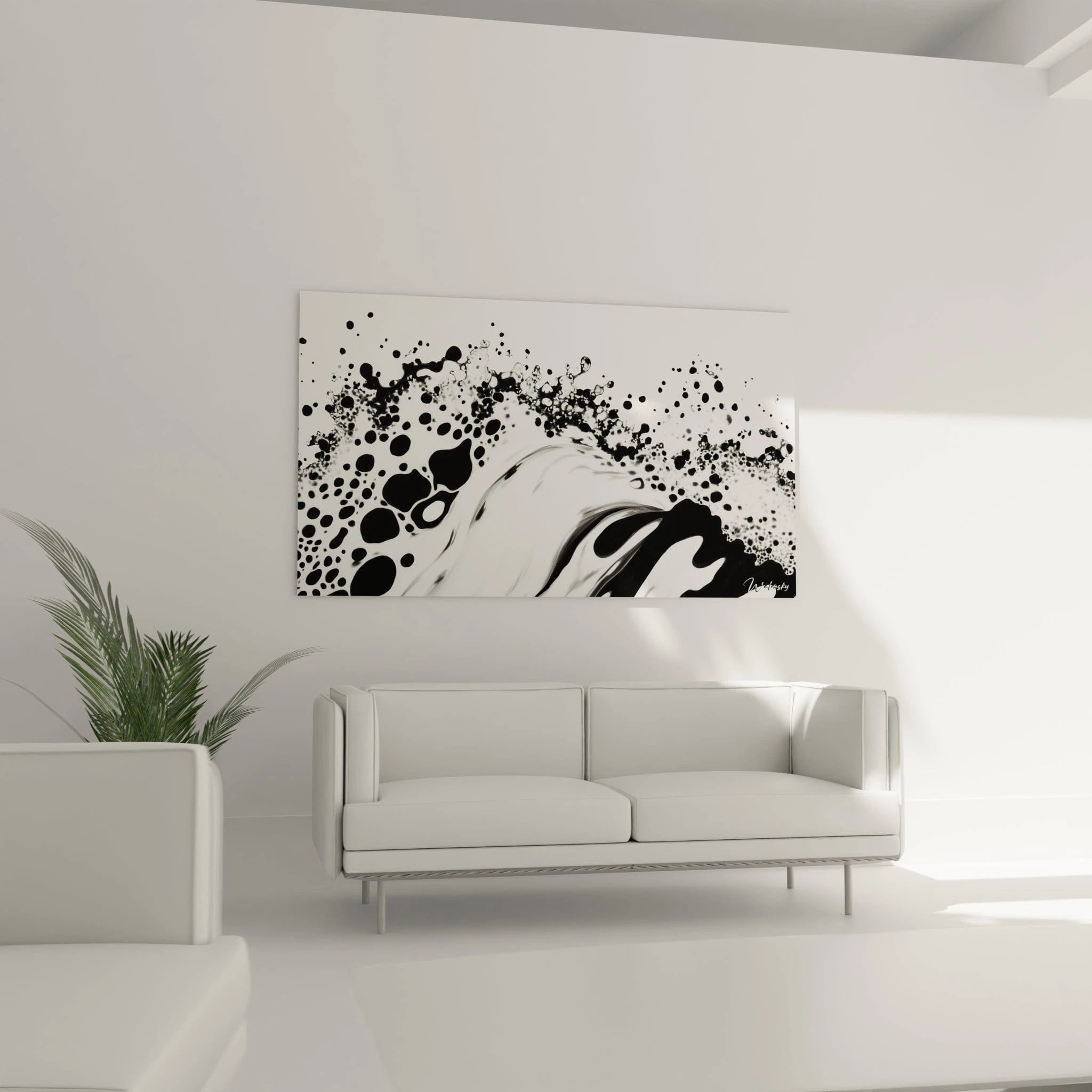 Tableau tacheté noir et blanc de Walensky pour une décoration contemporaine moderne