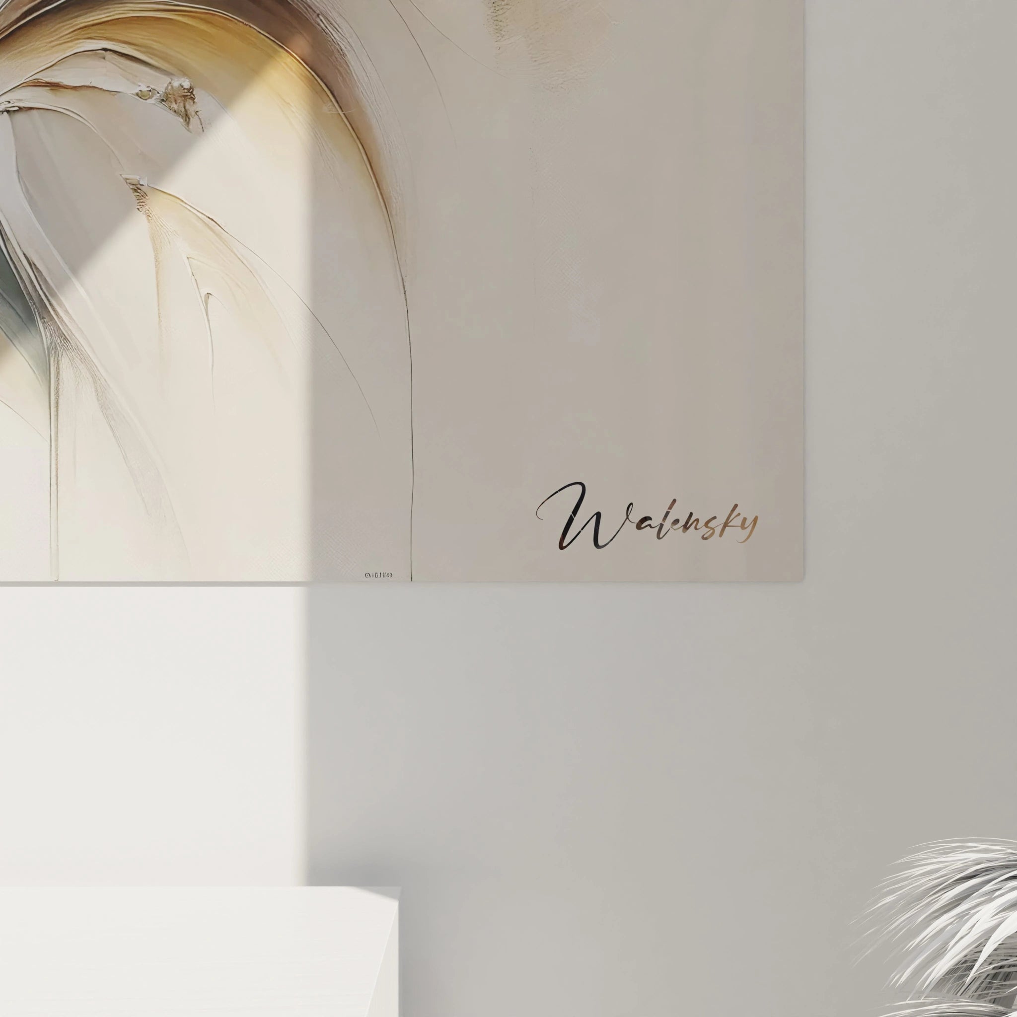 vue de pres, ce tableau kangourou revele des details subtils. La fusion des teintes beiges et argentees accentue la fluidite du mouvement, capturant l’essence de l’animal dans un style contemporain abstrait.