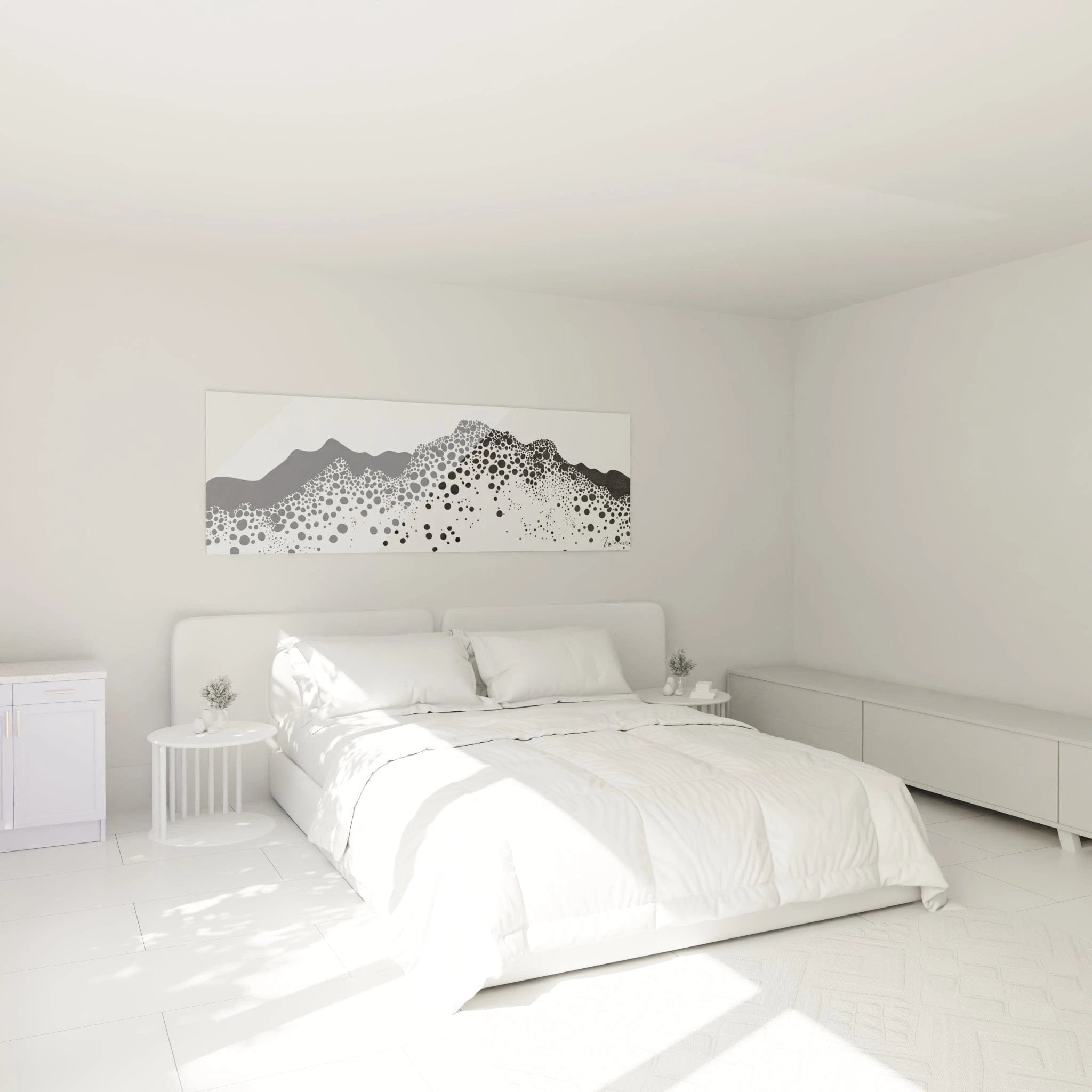 Tableau tacheté noir et blanc de Walensky, décor moderne pour chambre avec un design artistique