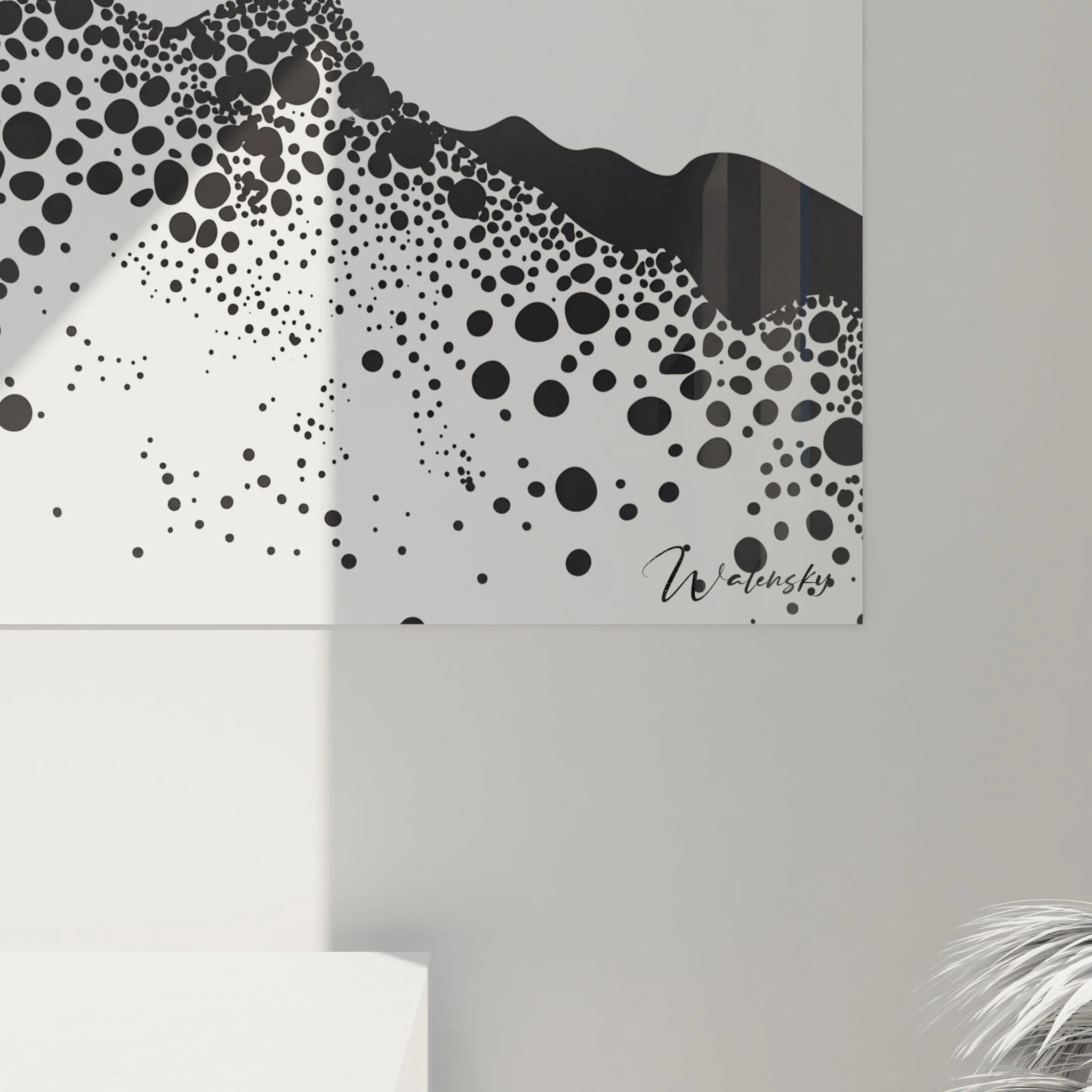 Tableau Vallée Contemplative Gris - edition tacheté noir et blanc de la collection Art Montagne Noir Blanc