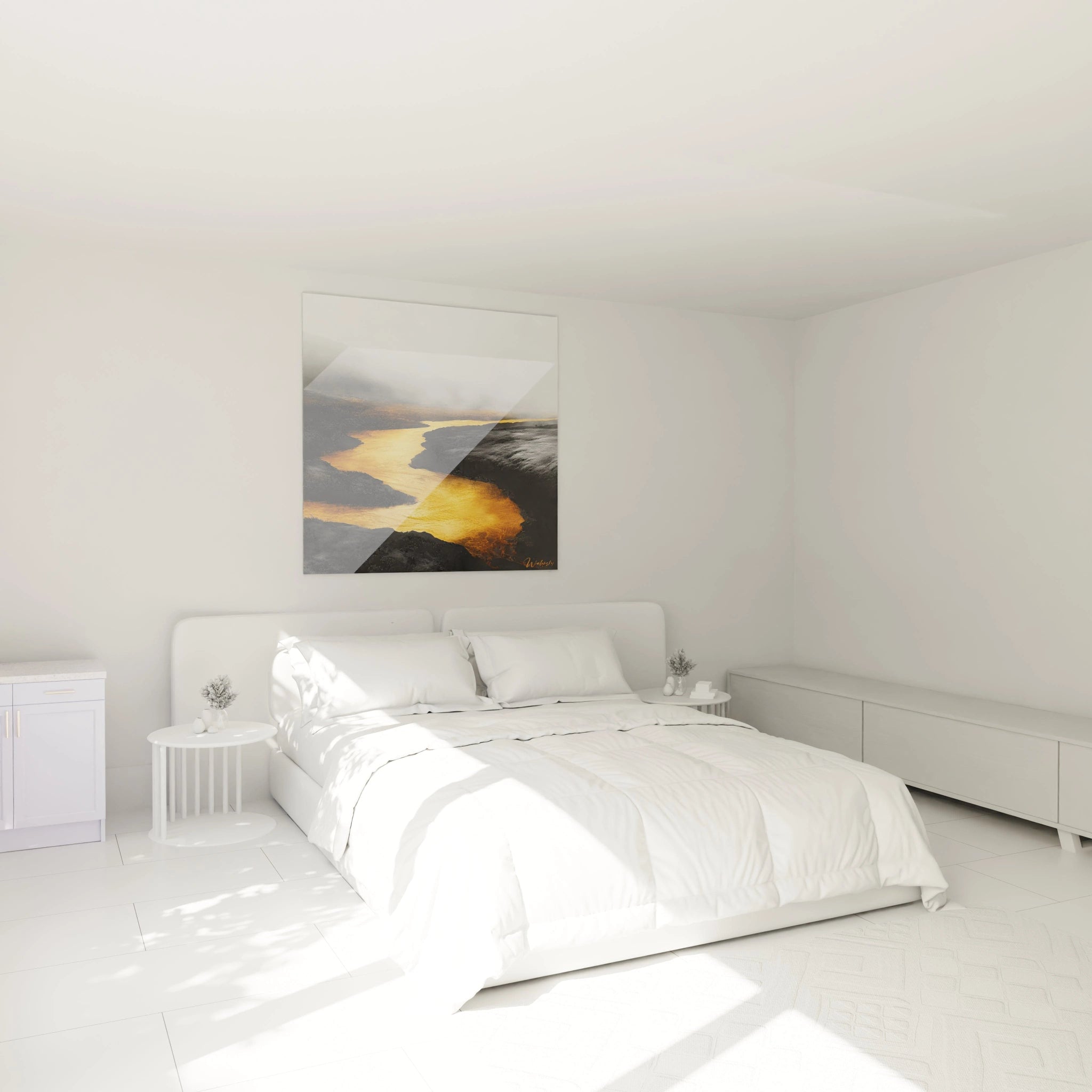 Tableau expressionniste abstrait de Walensky, idéal pour décorer une chambre moderne et lumineuse