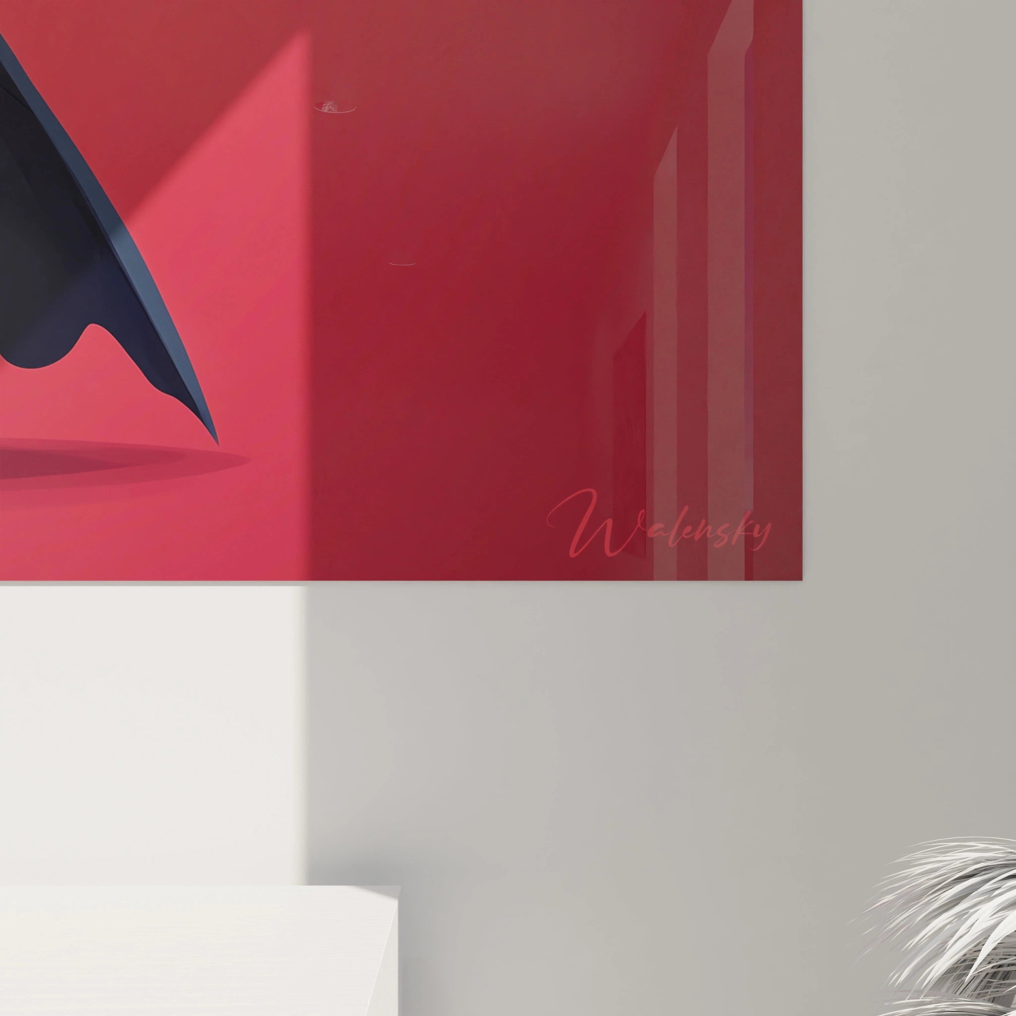 Un tableau vampire pour enfant montrant une figure cartoon aux cornes recourbées, aux grands yeux expressifs, en tenue classique de vampire. Les couleurs dominantes sont le noir, le rouge et le blanc.