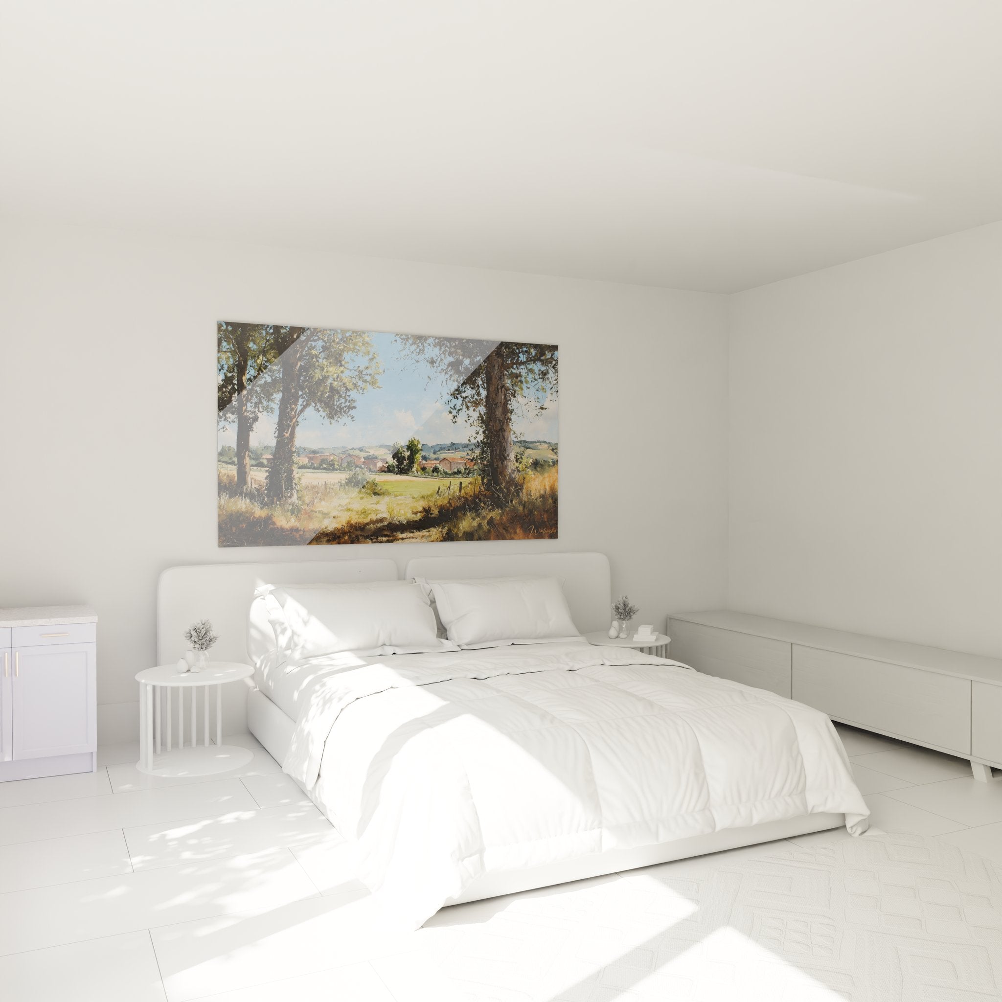 Tableau village campagne dans chambre, ambiance déco rurale et paisible