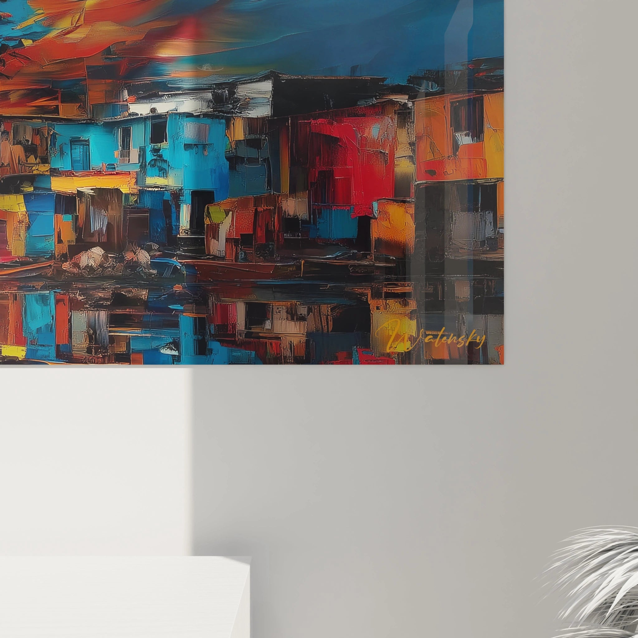 Tableau Village Dansant sous l'Orage de Feu - édition paysage africain - Walensky