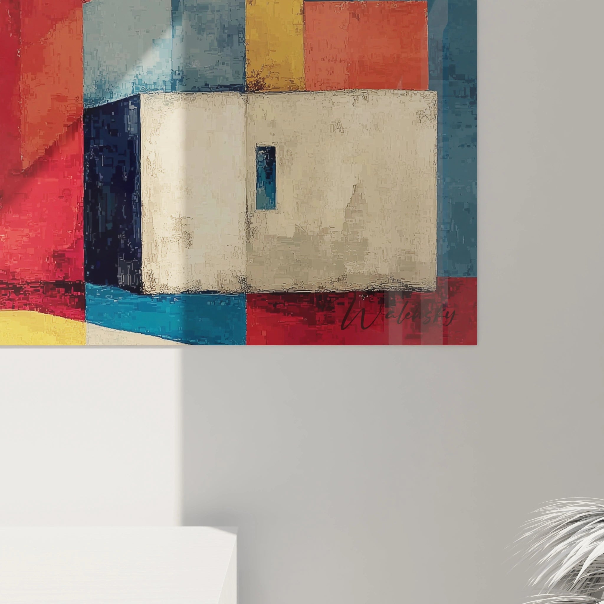 Tableau mural moderne Walensky avec des motifs géométriques et couleurs vives tableau paysage africain contemporain