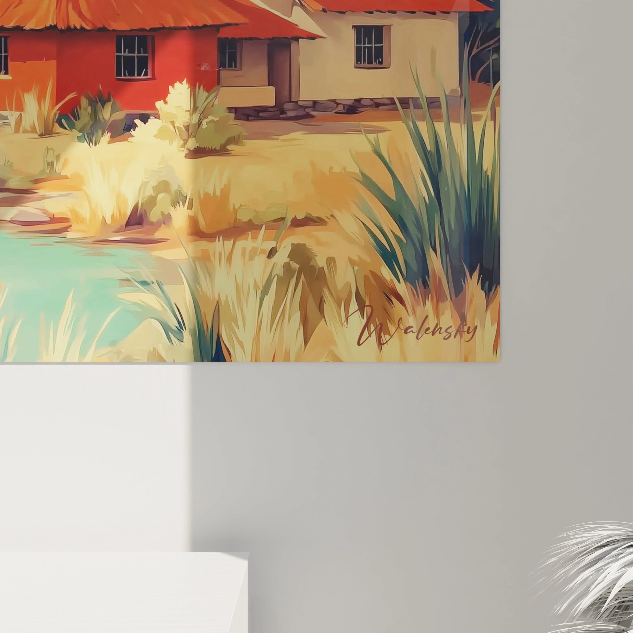 Tableau Village Toits de terre rouge - édition paysage africain - Walensky