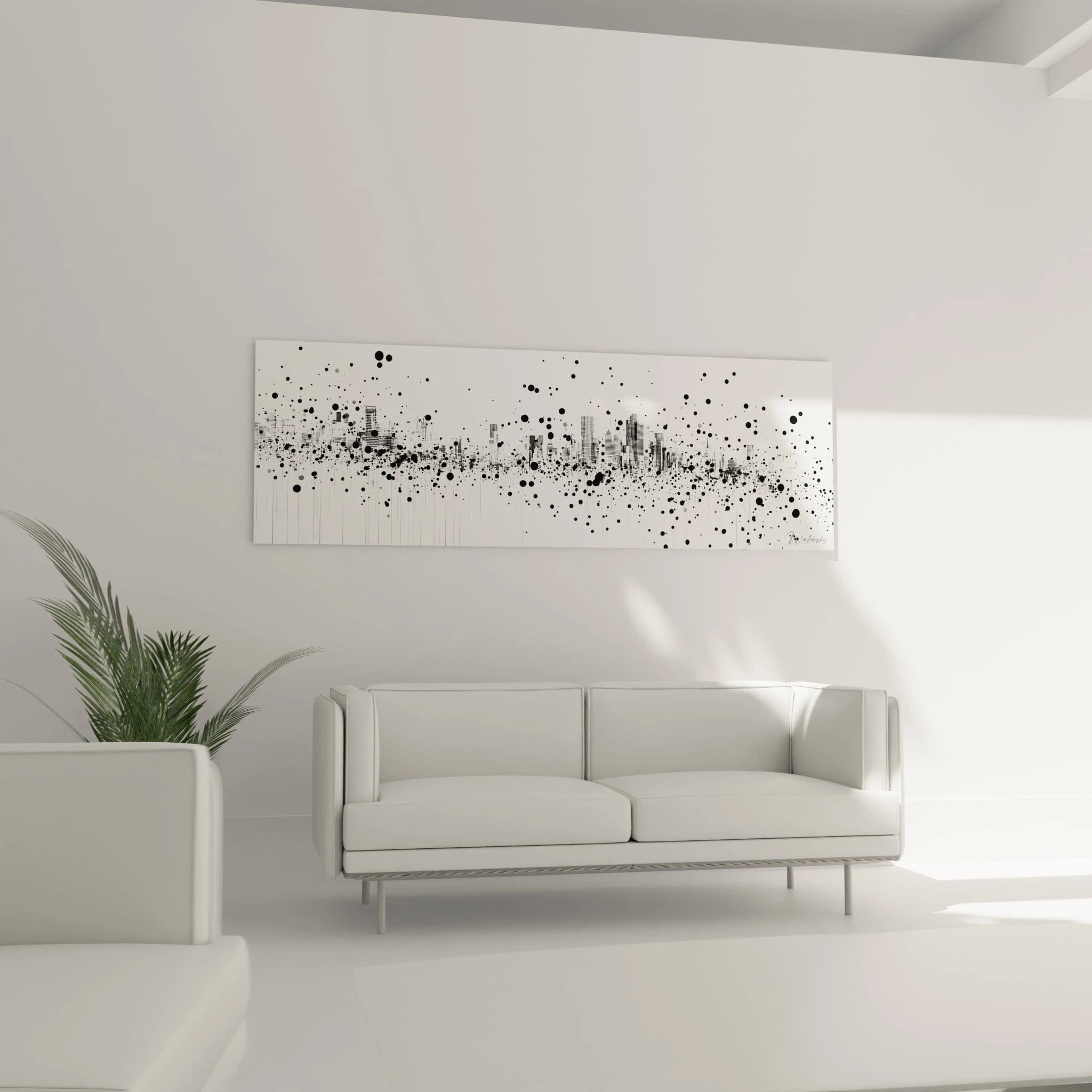 Tableau tacheté noir et blanc Walensky avec motifs modernes pour décoration intérieure