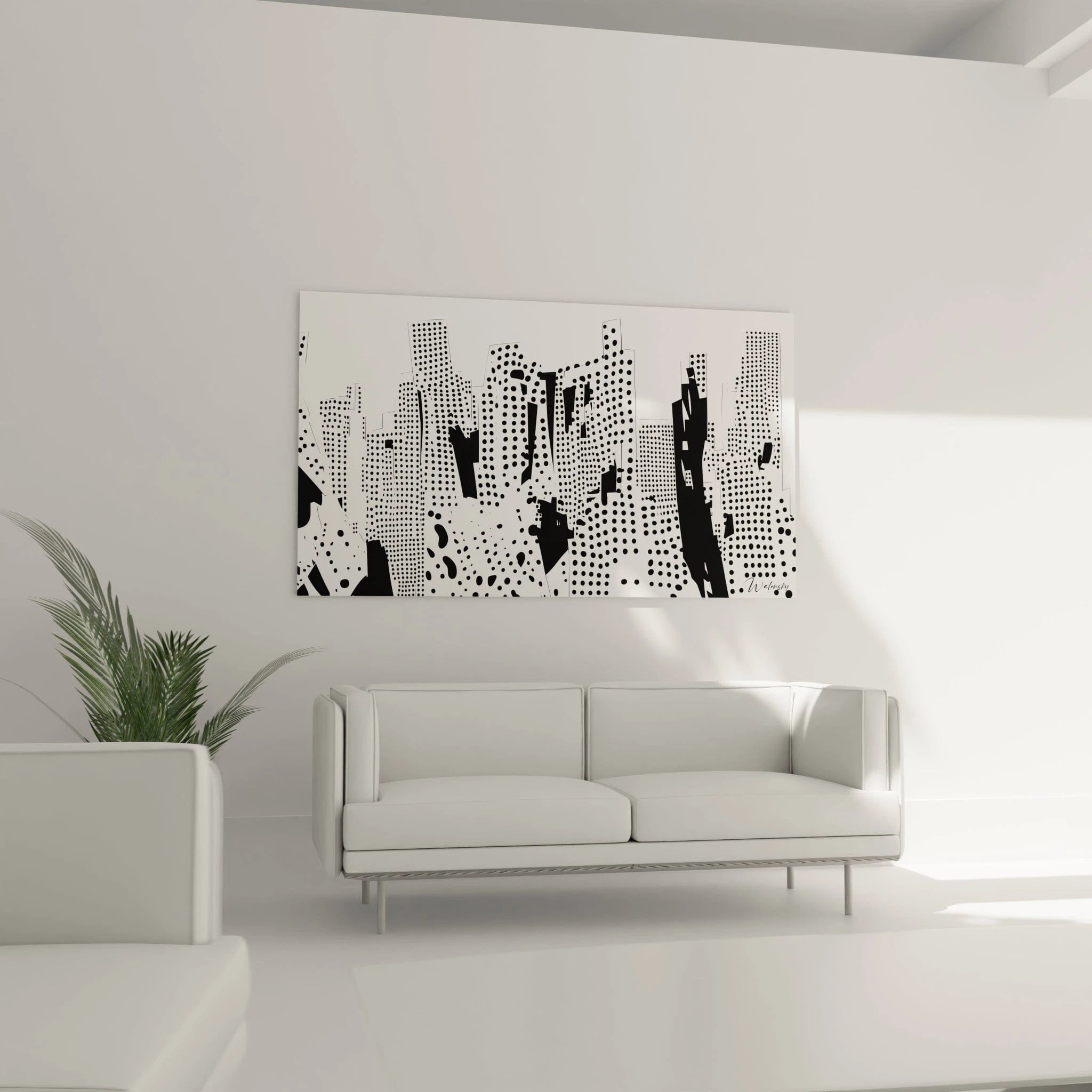 Tableau tacheté noir et blanc de Walensky, décor moderne pour un intérieur élégant