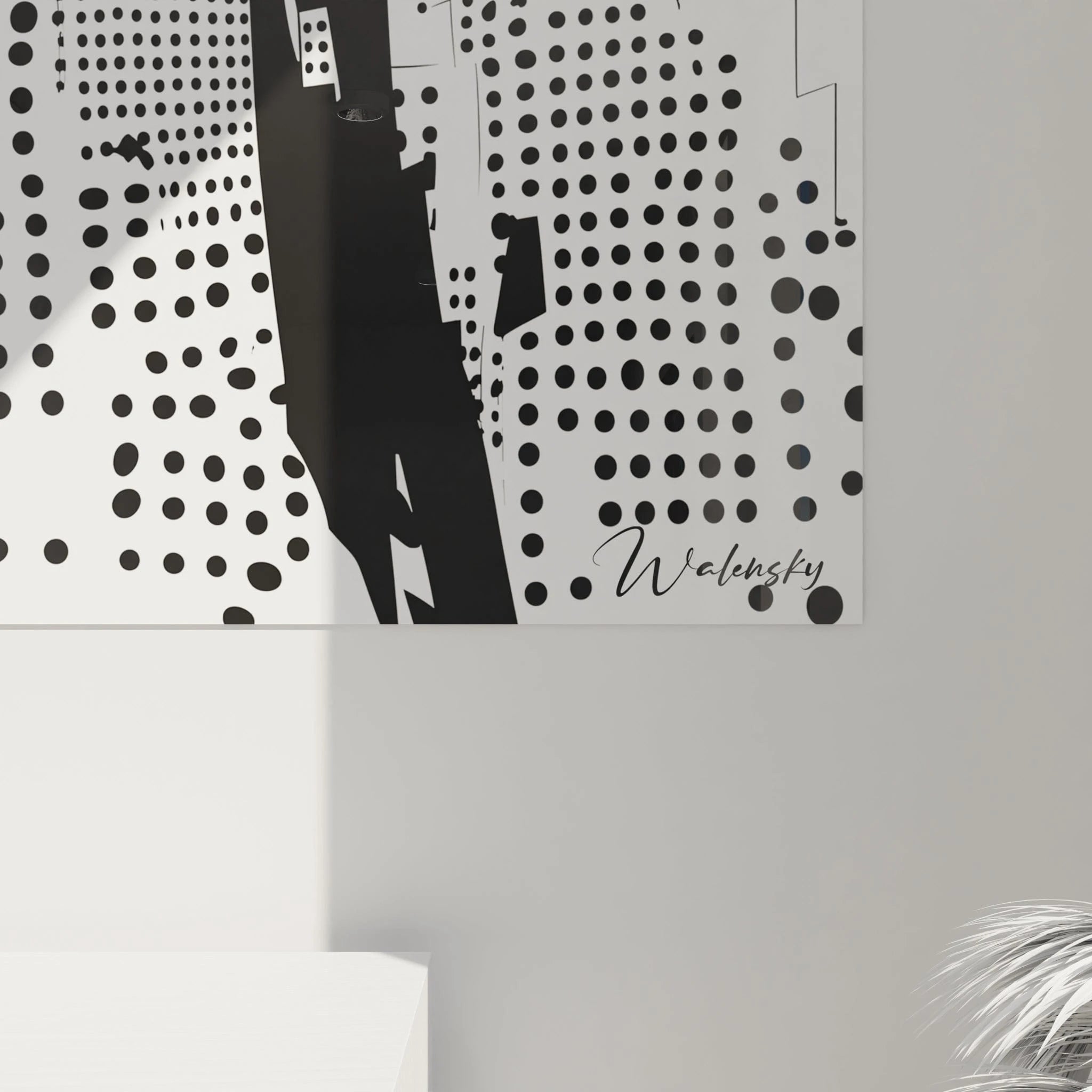 Tableau tacheté noir et blanc de Walensky avec motifs modernes sur toile décorative