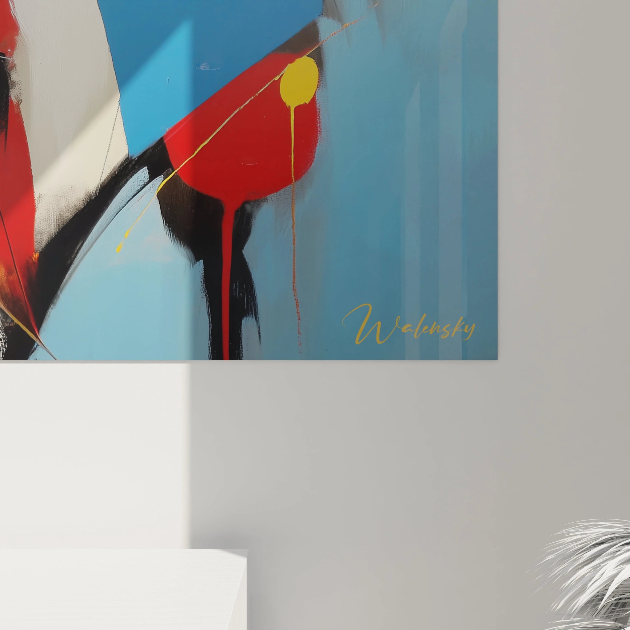 Tableau mural visage abstrait de Walensky avec des couleurs vives et des formes modernes