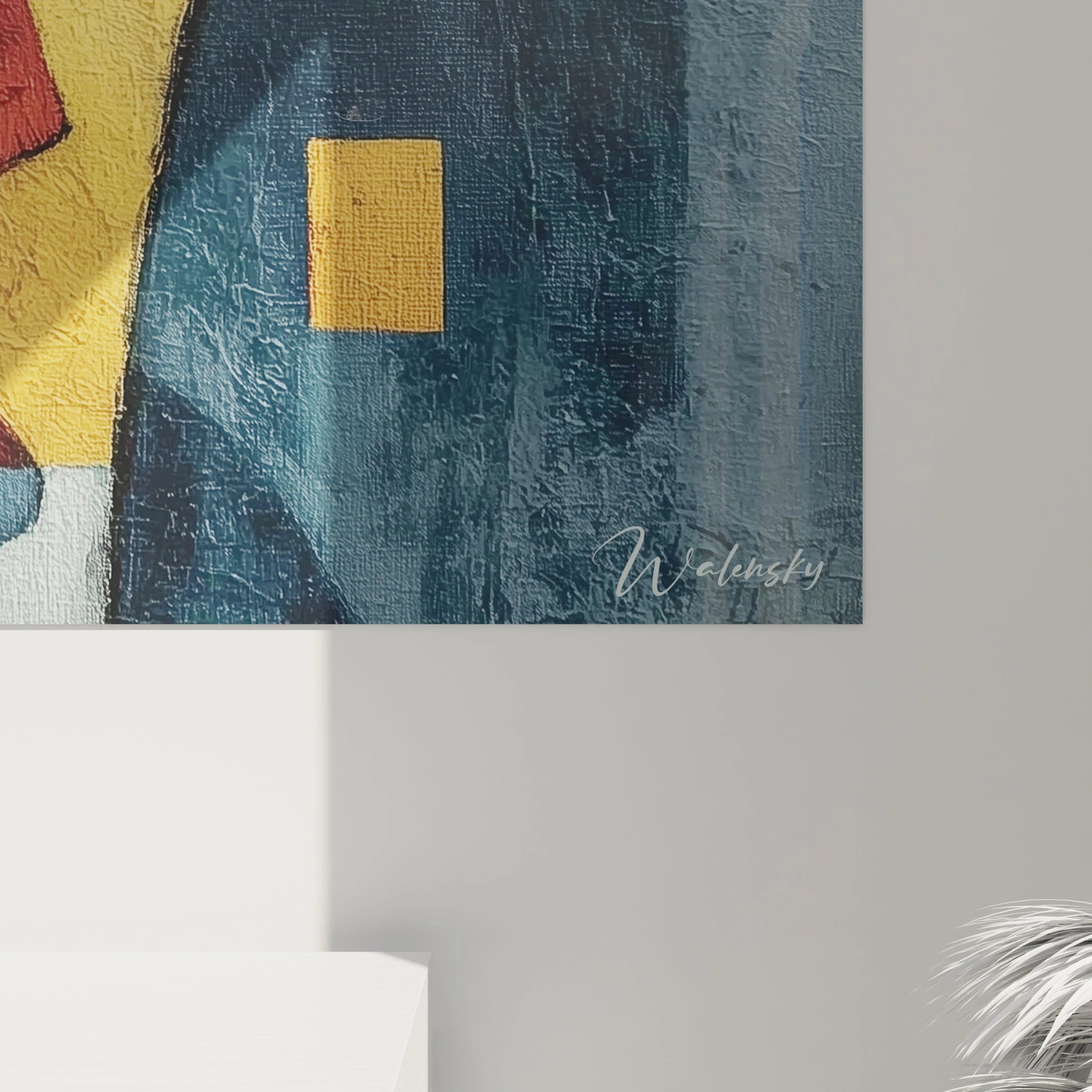 Tableau visage abstrait de Walensky avec des couleurs vives et des textures artistiques