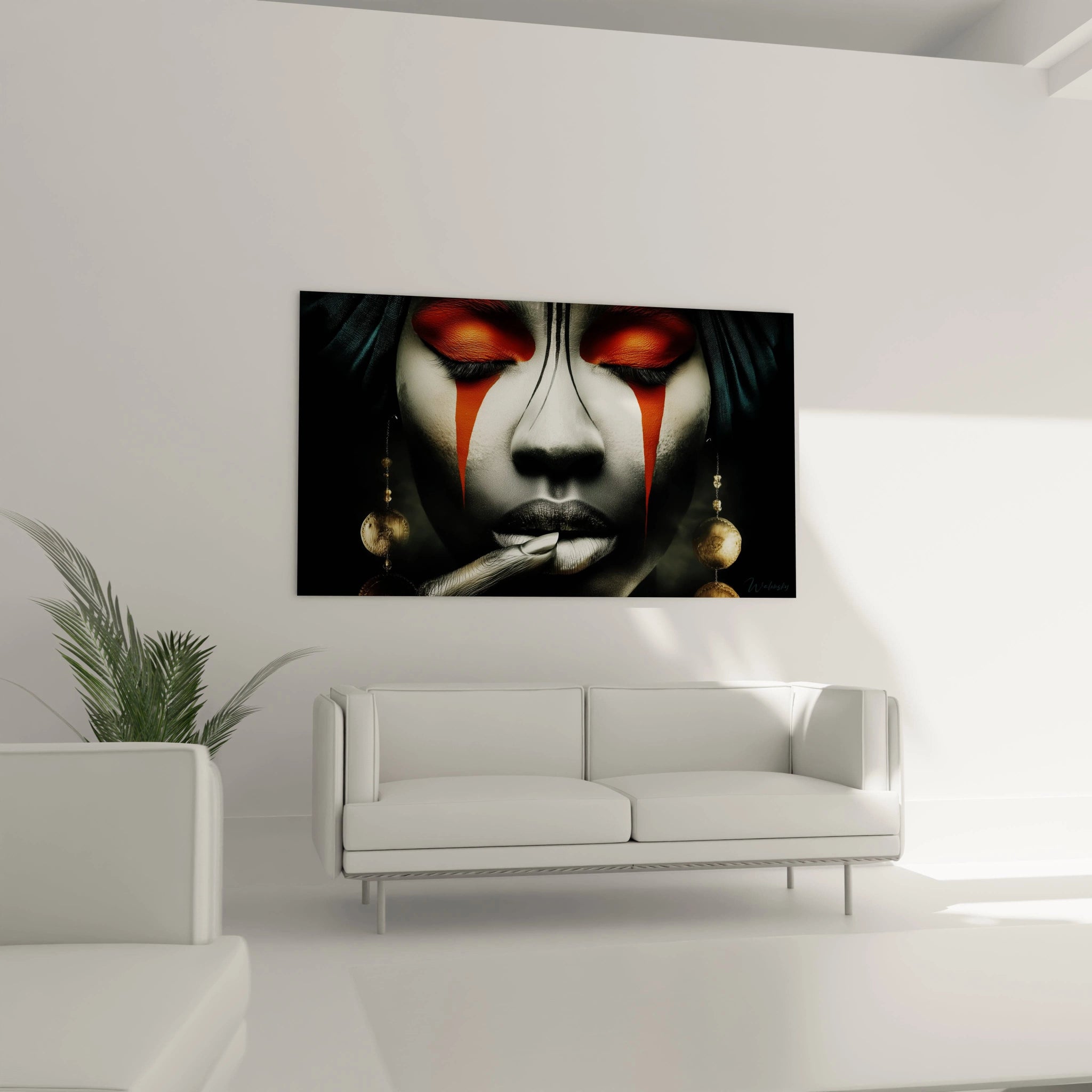 Tableau visage africain moderne de Walensky en décoration murale pour un intérieur élégant
