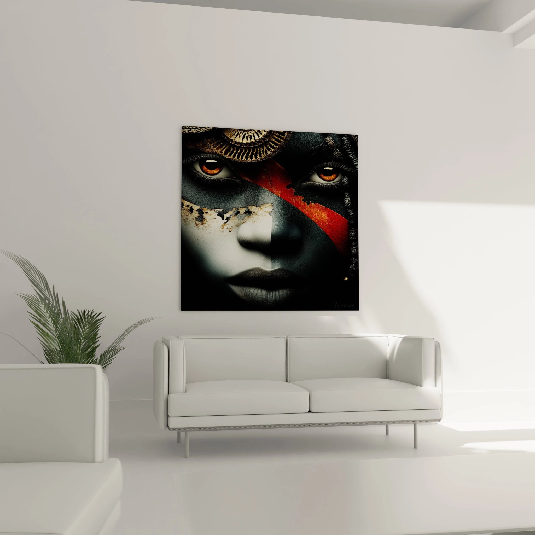 Tableau visage africain de Walensky avec des couleurs vibrantes pour une décoration moderne