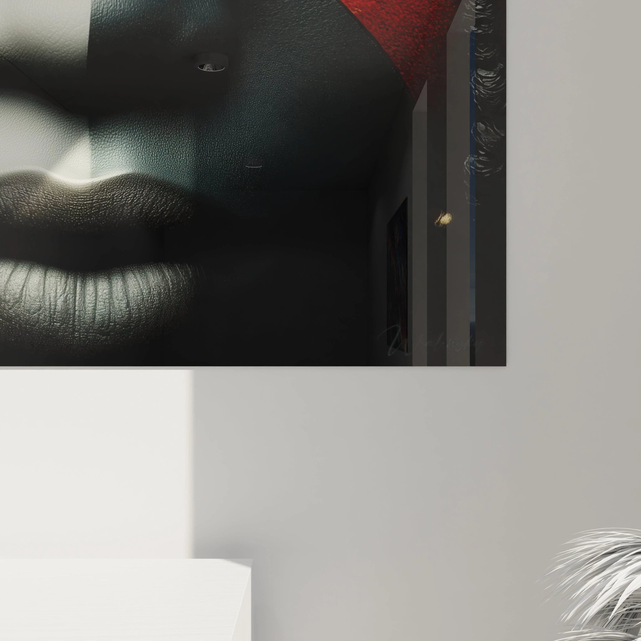 Tableau mural visage africain de Walensky, affichant des couleurs vibrantes et des détails artistiques