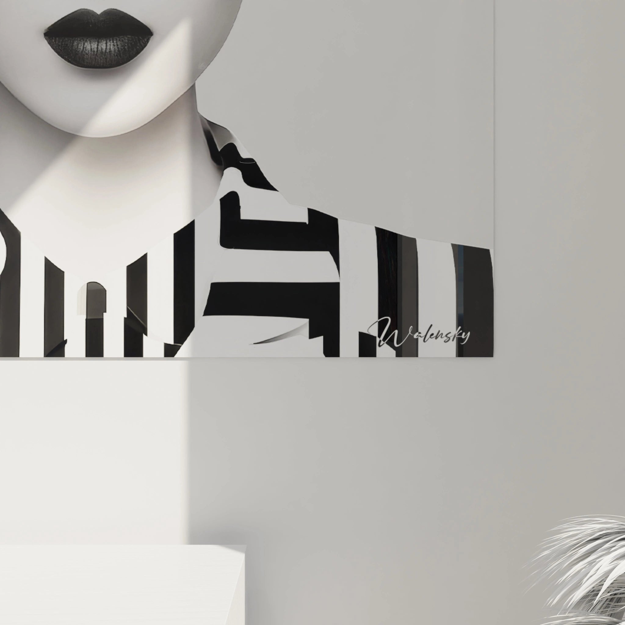 Tableau mural visage énigmatique noir et blanc de Walensky, ajout élégant à votre décoration intérieure