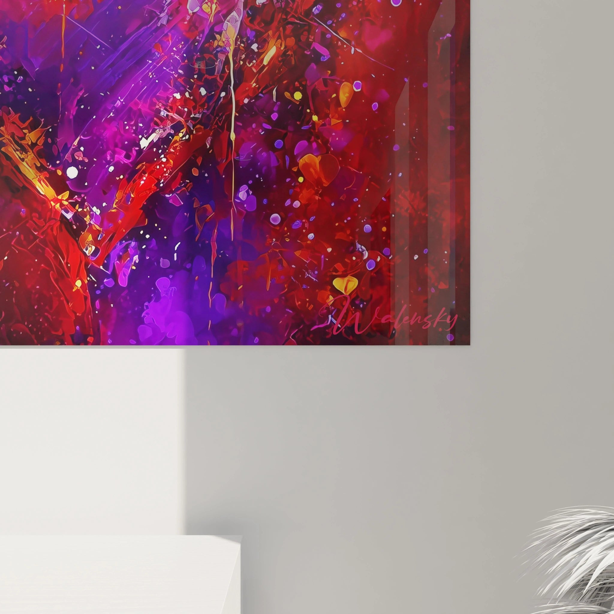 Tableau mural Walensky abstrait rouge violet coeurs visage stylise texture vive tableau visage femme saint valentin