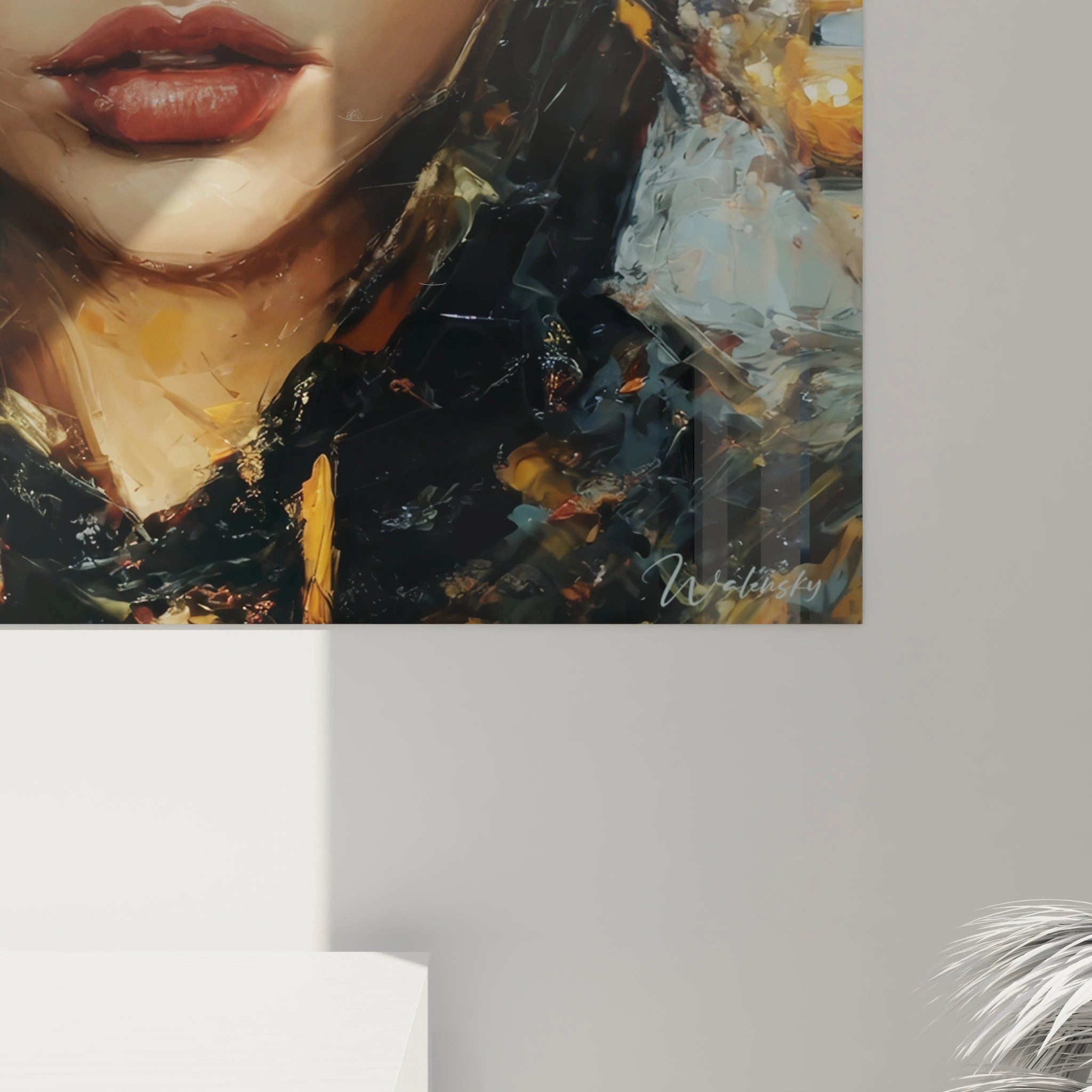 Tableau mural visage expressif de Walensky avec des couleurs vibrantes et des détails artistiques