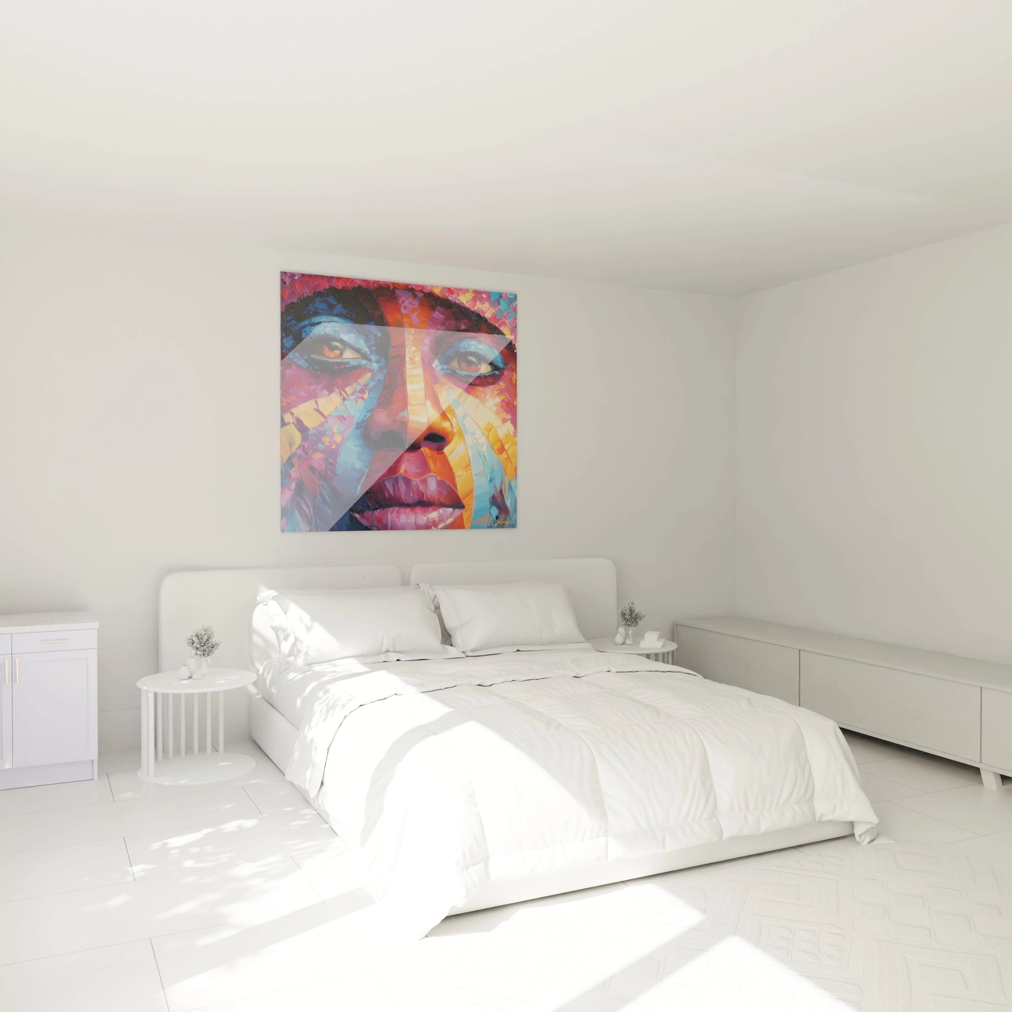 Tableau visage africain moderne de Walensky, idéal pour une décoration murale dans un espace contemporain