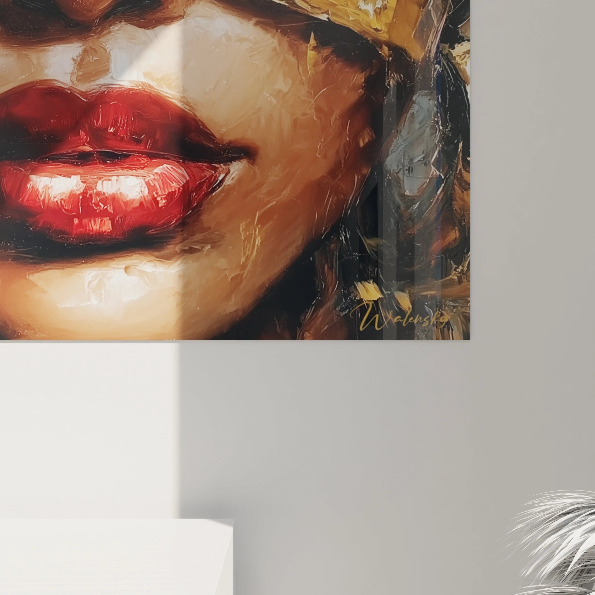 Tableau masque africain femme de Walensky avec des couleurs vives et un design captivant