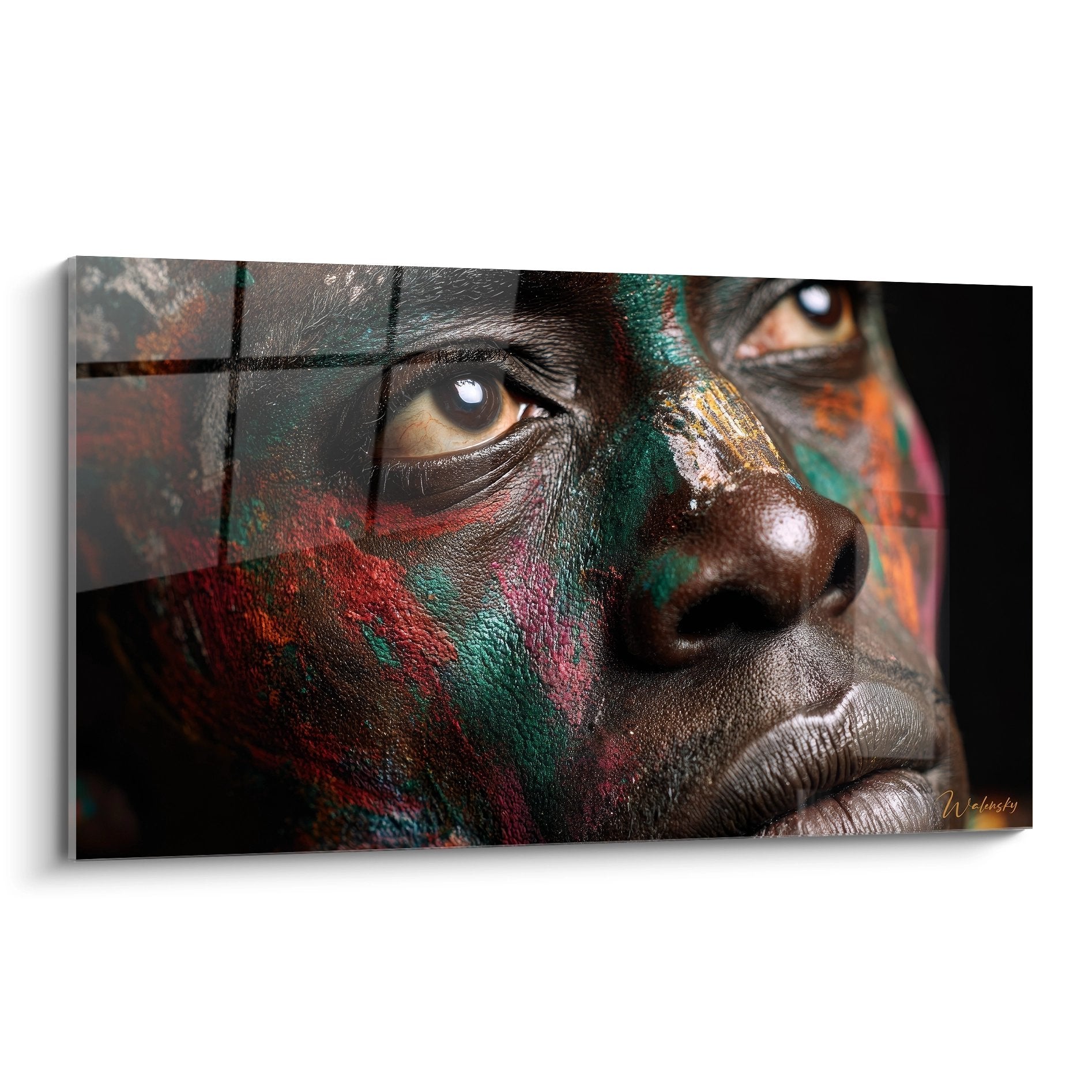 Tableau mural visage femme africaine peintures colorées motifs tribaux art moderne déco ethnique