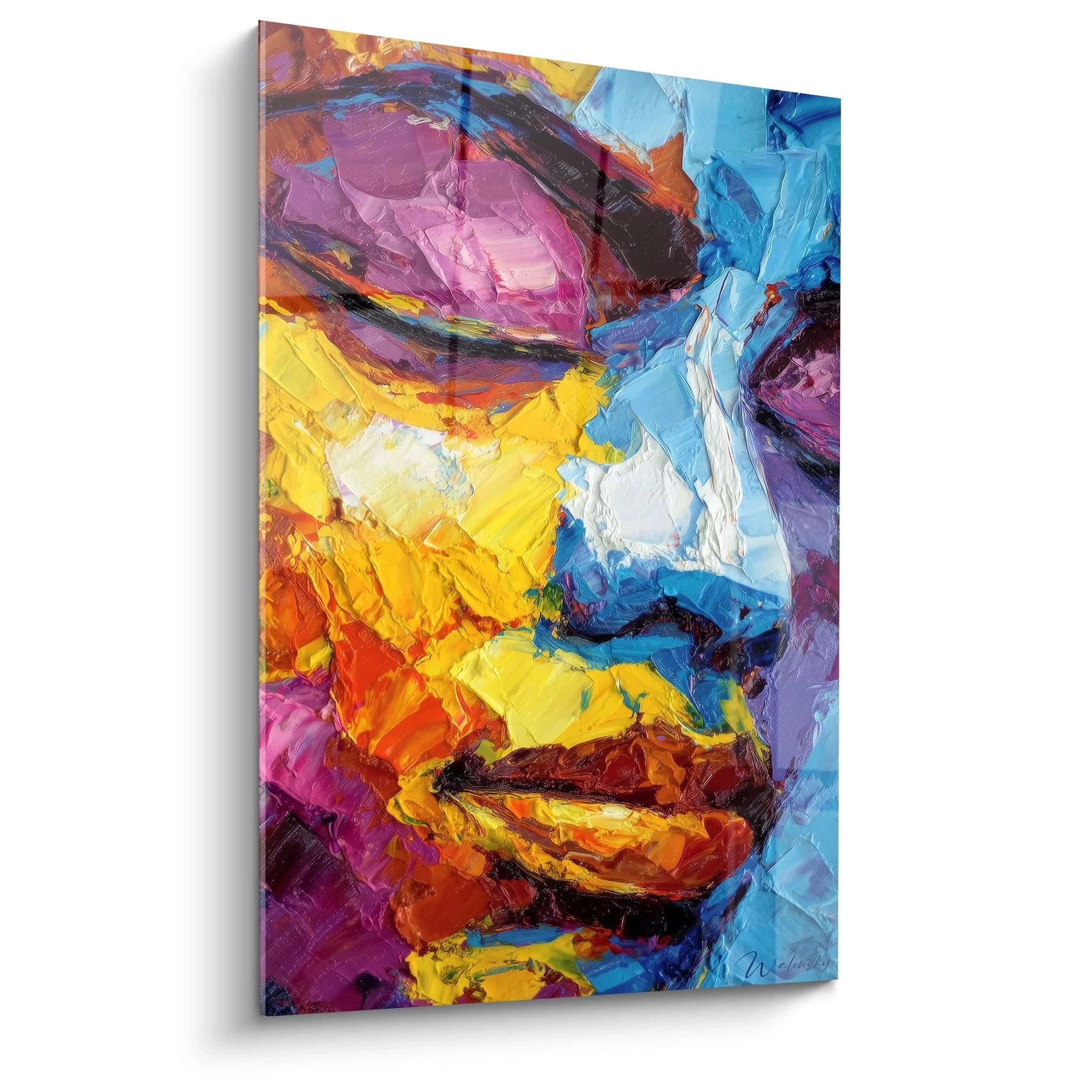 Tableau mural visage africain coloré aux tons vibrants et textures riches par Walensky