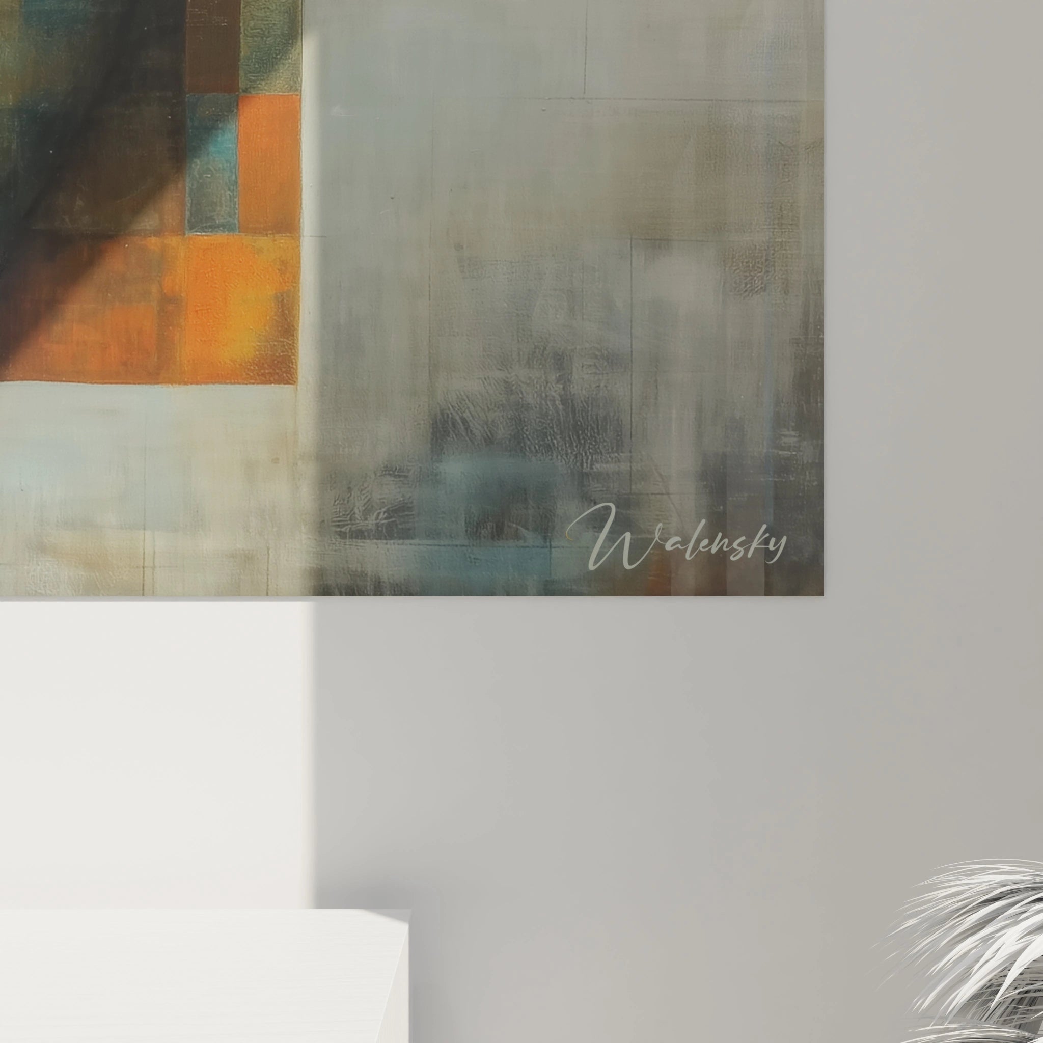 Tableau mural Walensky avec un visage géométrique et des couleurs modernes pour une décoration intérieure unique