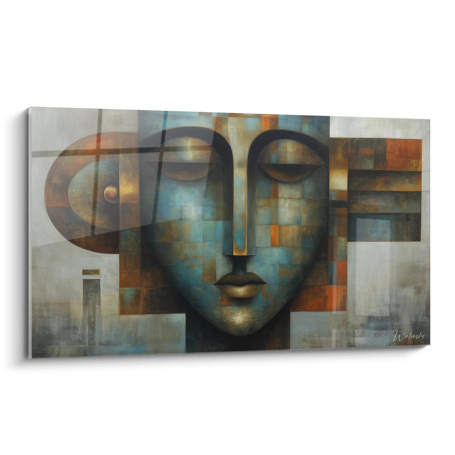 Tableau mural visage géométrique de Walensky avec des couleurs modernes et des formes abstraites