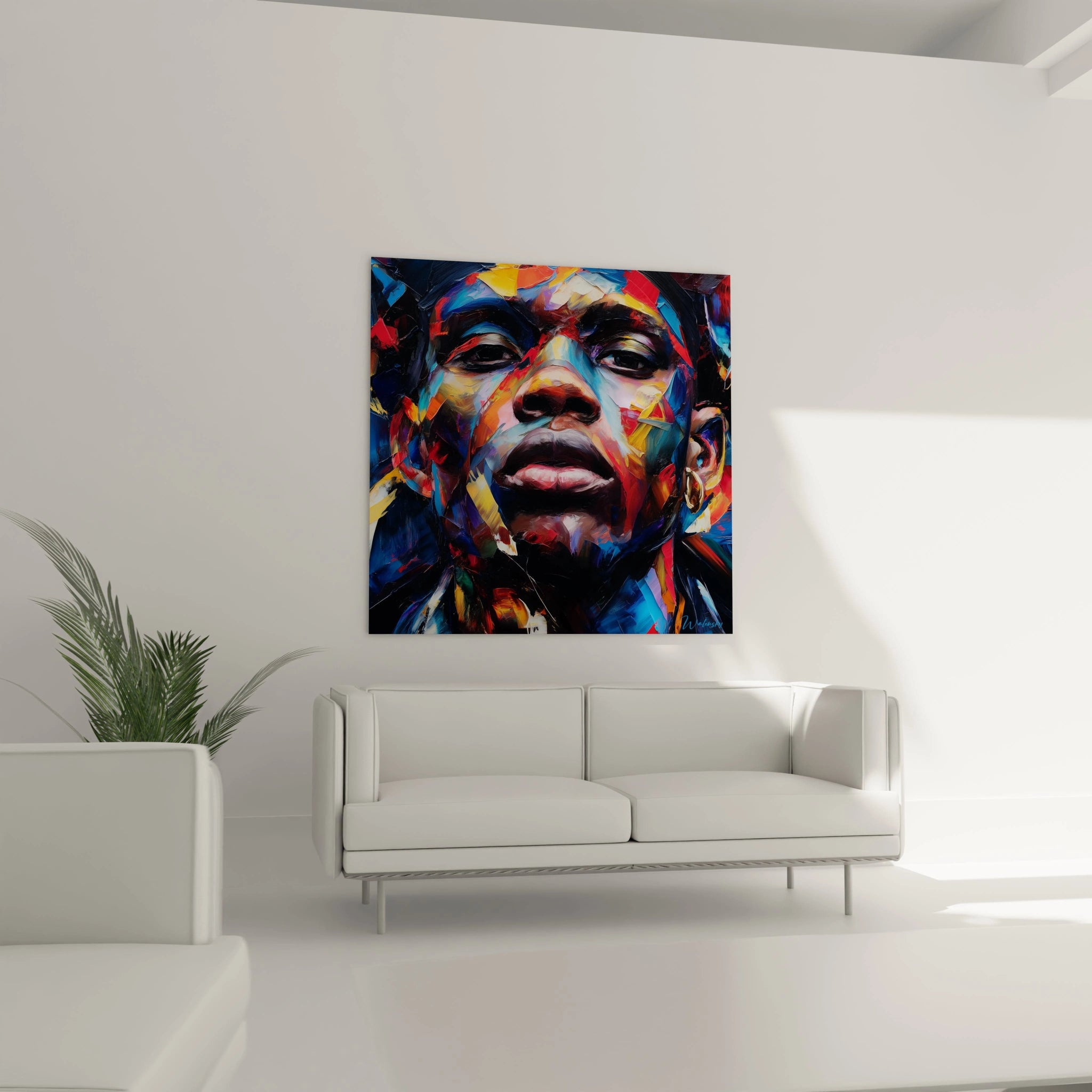 Tableau visage africain coloré de Walensky avec des couleurs vives pour décoration moderne