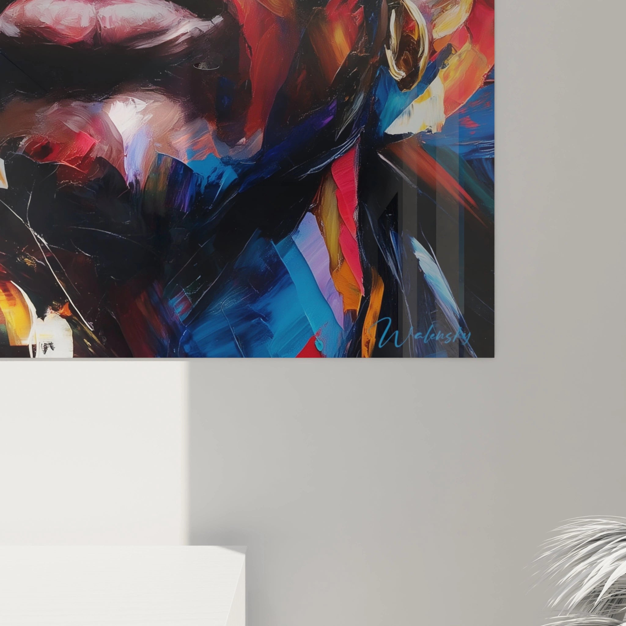 Tableau mural visage africain coloré de Walensky, ajoutant une touche vibrante à votre décoration intérieure