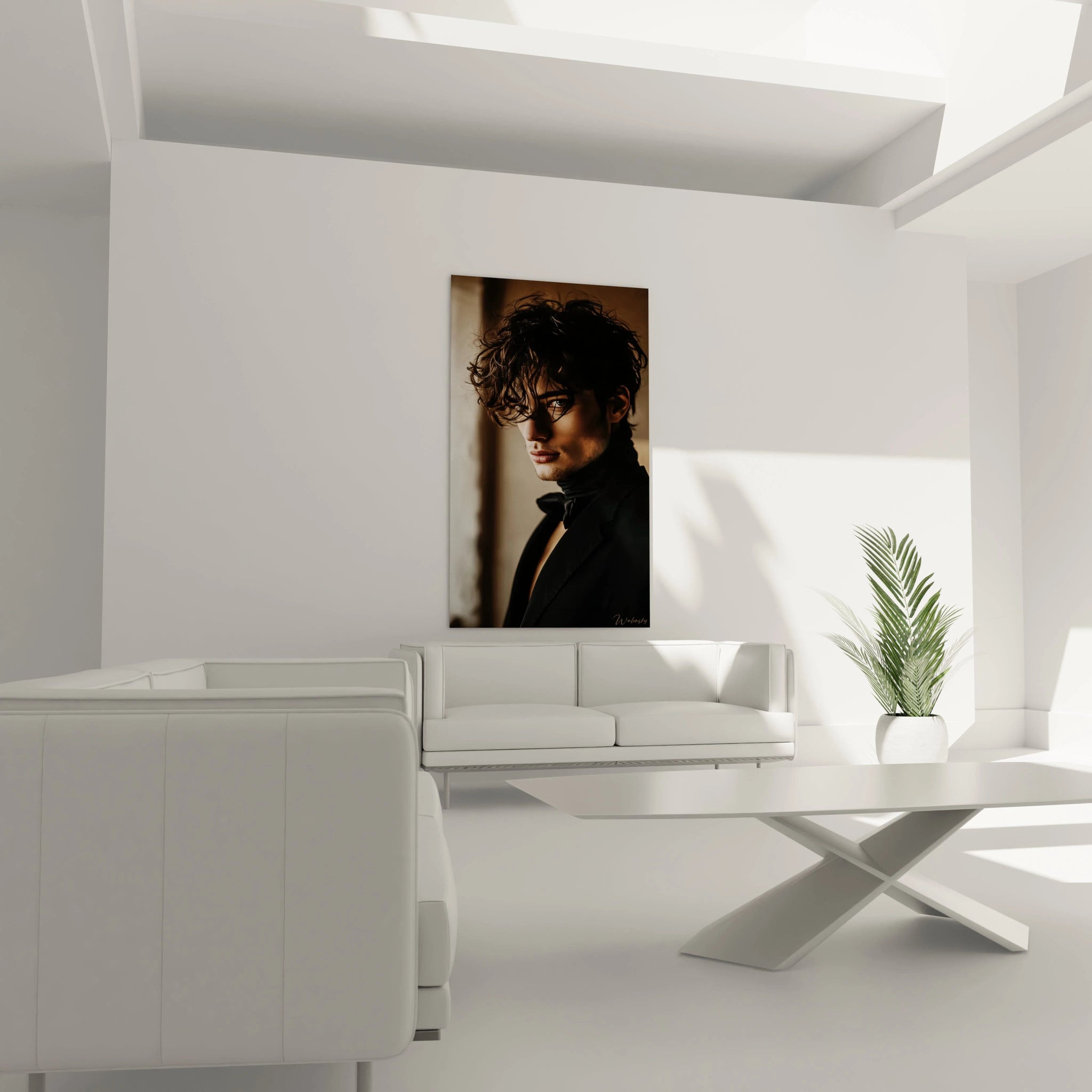 Tableau visage masculin design de Walensky, portrait artistique pour décoration intérieure moderne