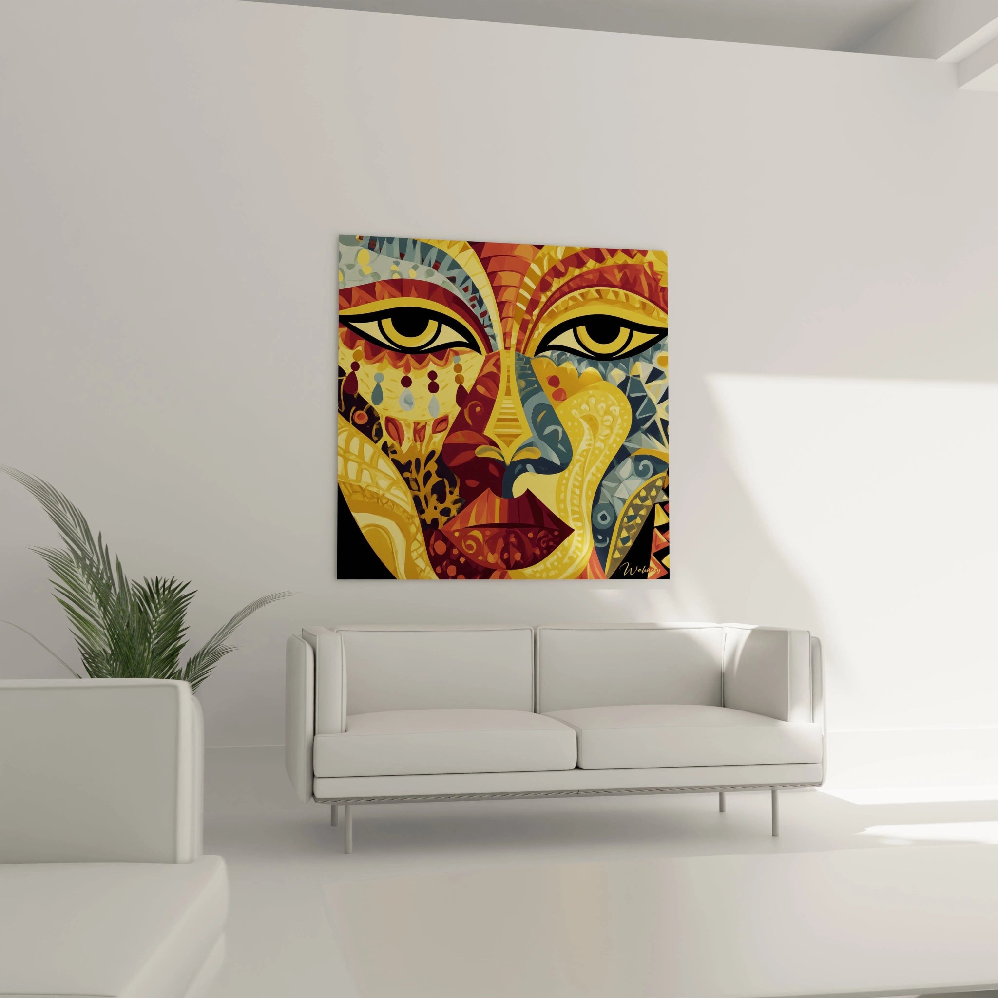 Tableau mural masque africain coloré de Walensky, ajoutant une touche artistique à votre intérieur