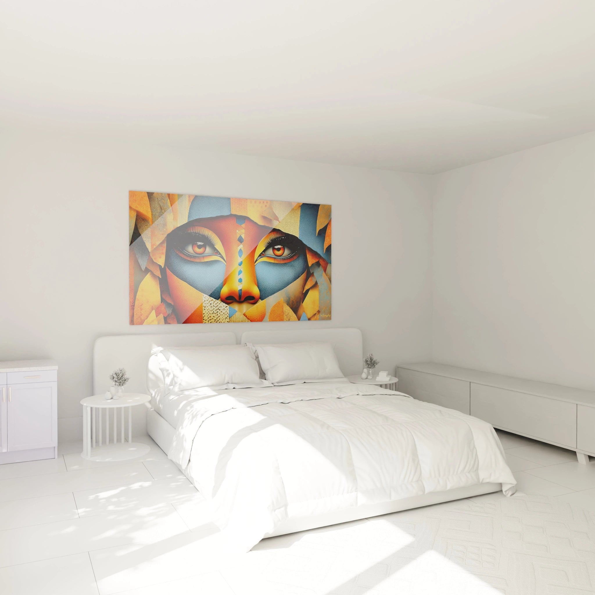 Tableau Visage Oracle aux Yeux de Feu - édition visage africain - Walensky
