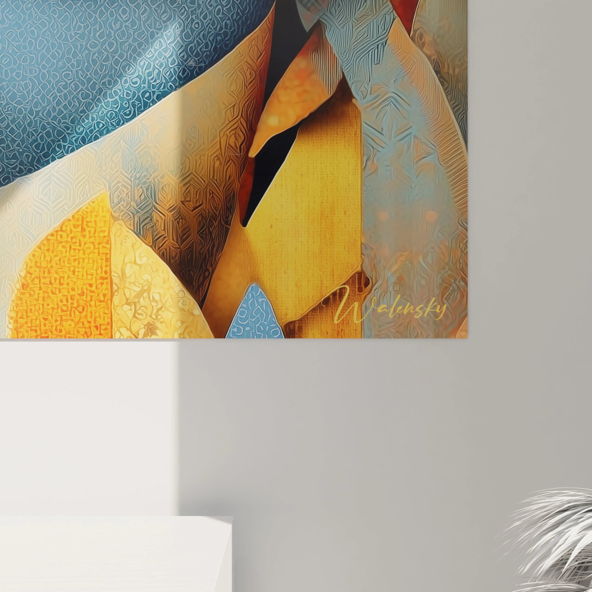 Tableau visage africain moderne de Walensky avec des couleurs vibrantes et des motifs uniques