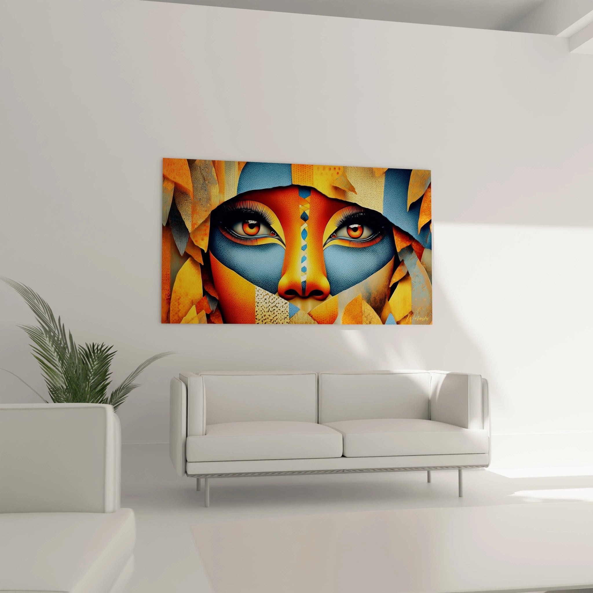 Tableau Visage Oracle aux Yeux de Feu - édition visage africain - Walensky