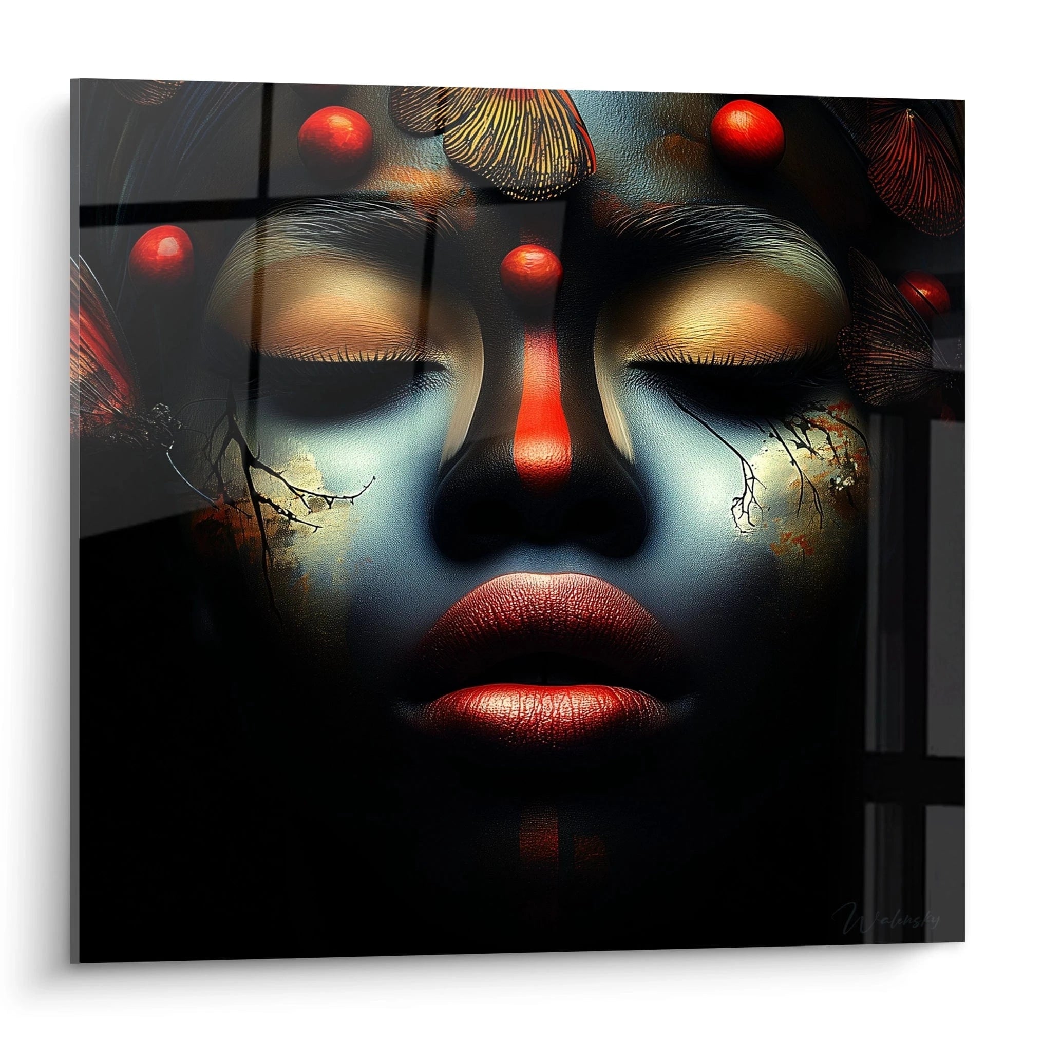 Tableau visage africain peinture moderne avec des couleurs vives et des motifs détaillés