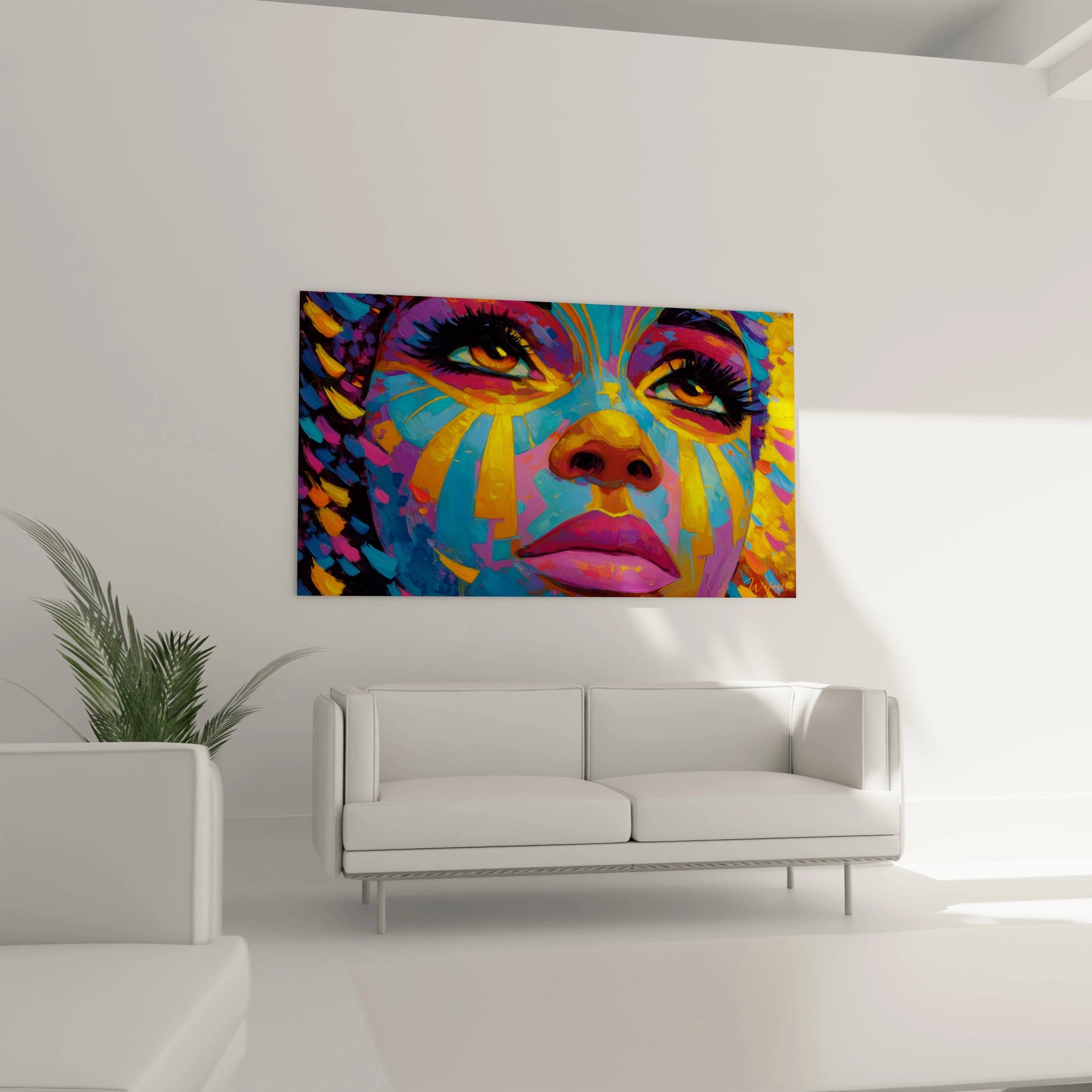 Tableau visage soleil mystique - édition visage africain - Walensky