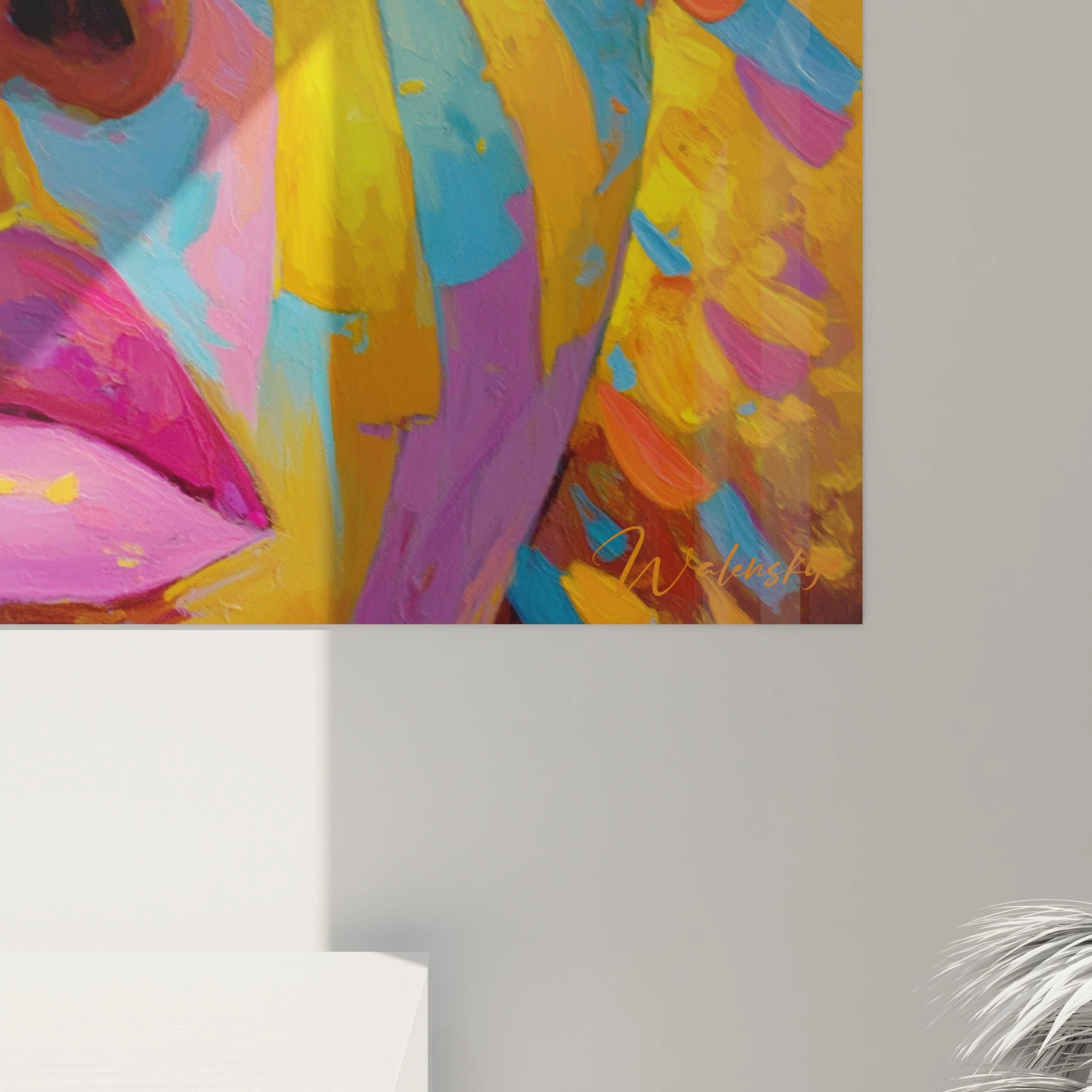 Tableau visage africain coloré de Walensky avec des touches vibrantes et un design moderne