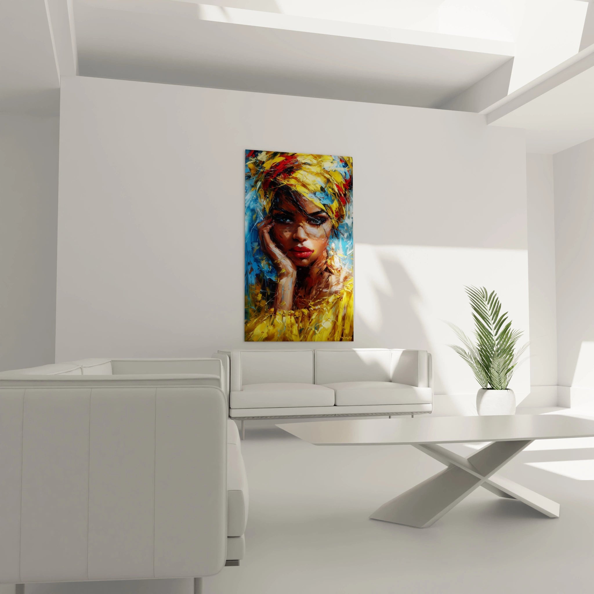 Tableau visage africain moderne de Walensky avec couleurs vives pour décoration intérieure élégante