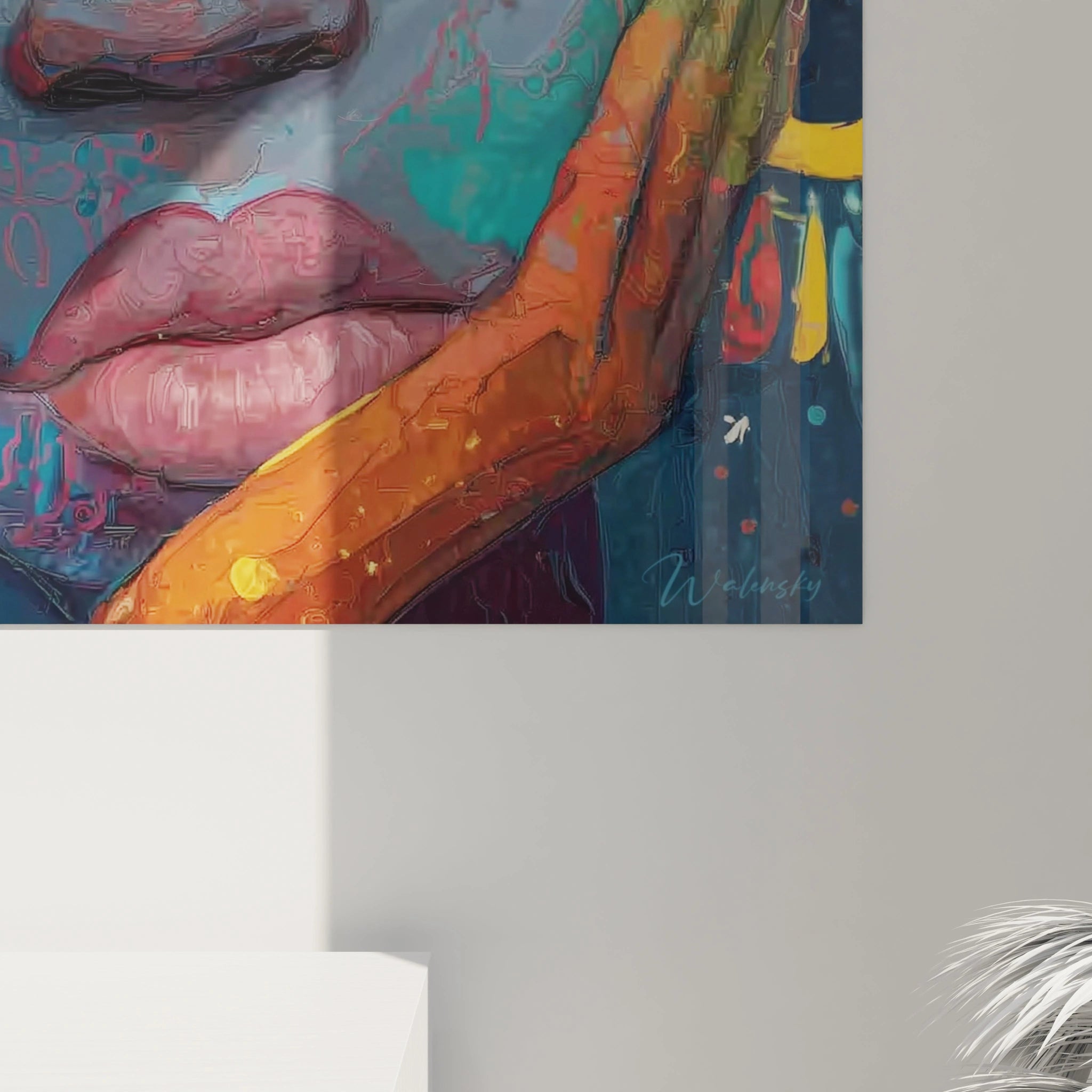 Tableau visage africain moderne de Walensky, art mural coloré avec des traits expressifs