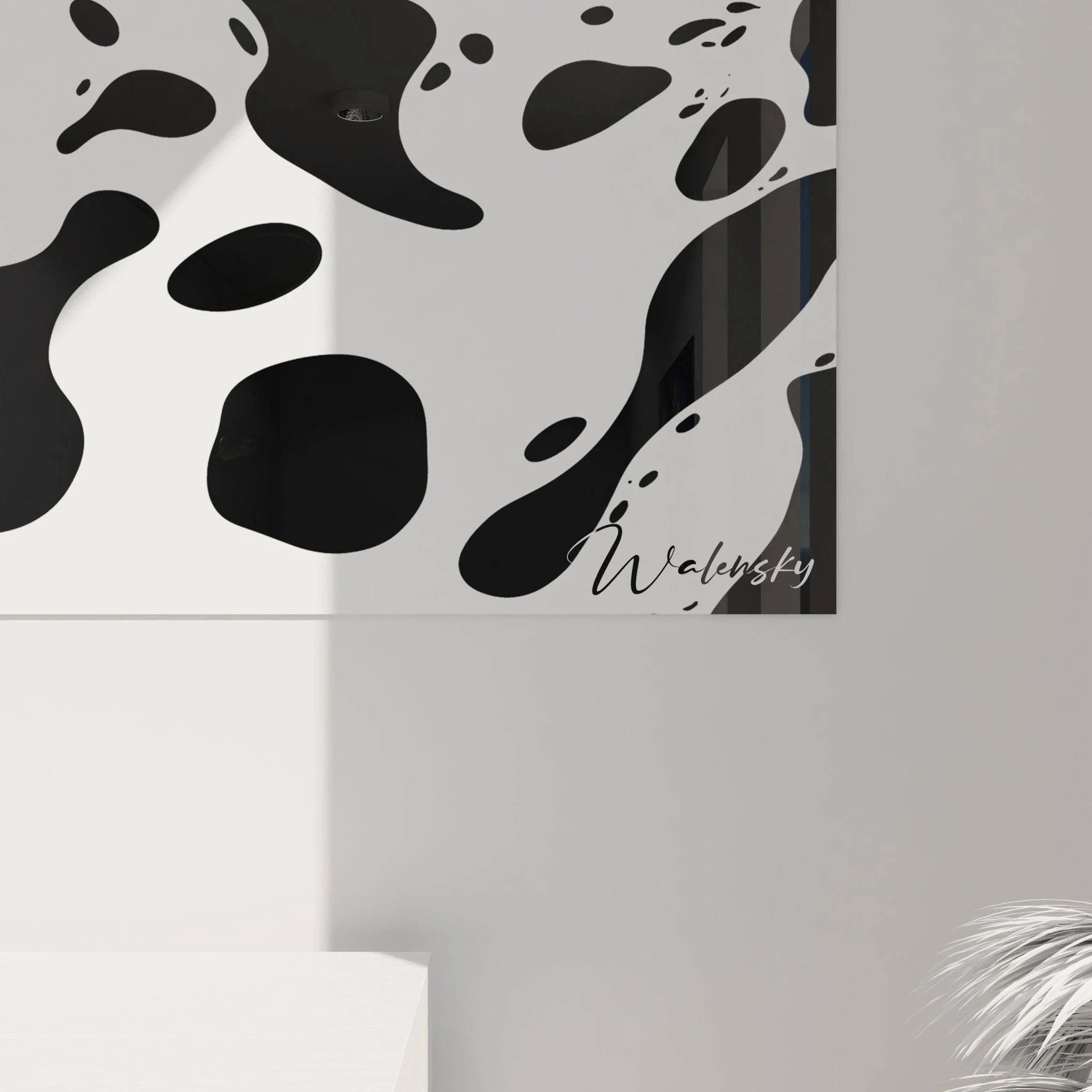 Tableau tacheté noir et blanc Walensky avec un design moderne et artistique pour la décoration intérieure