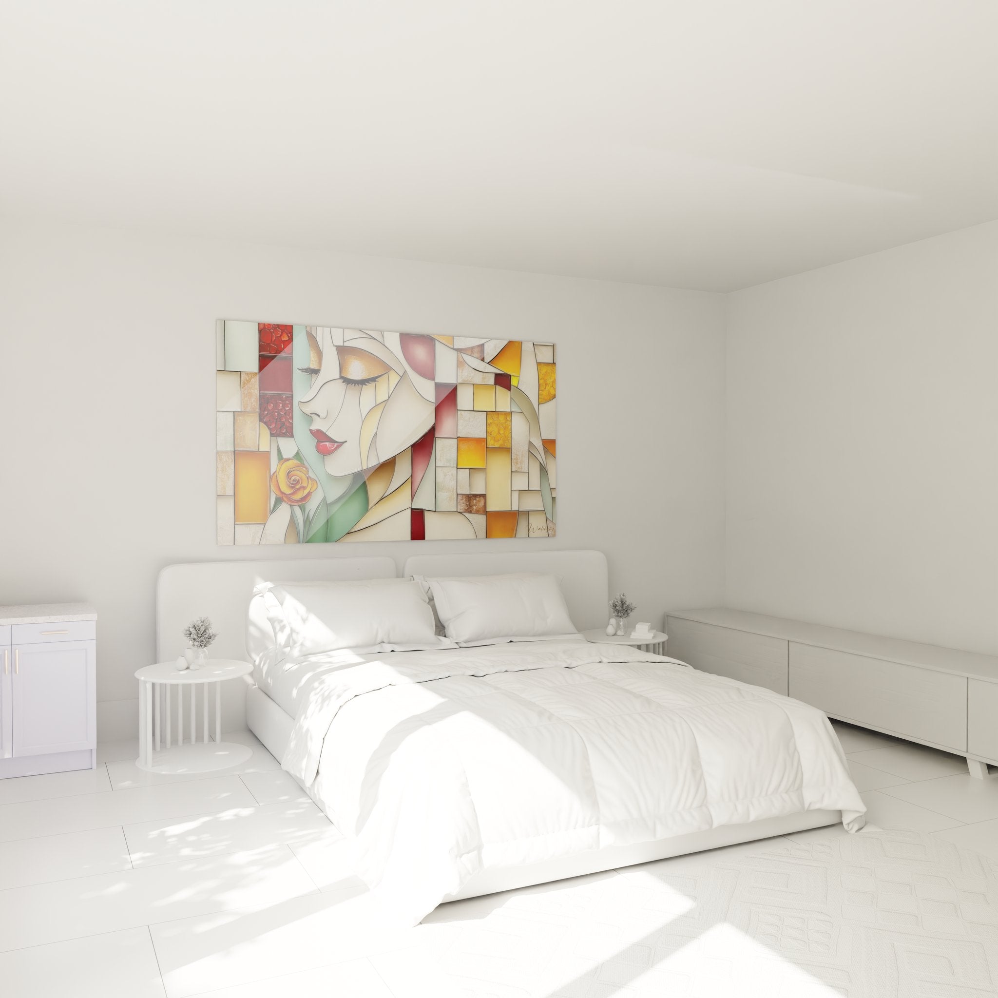 Tableau femme vitraux Art Déco dans chambre moderne décoration murale élégante