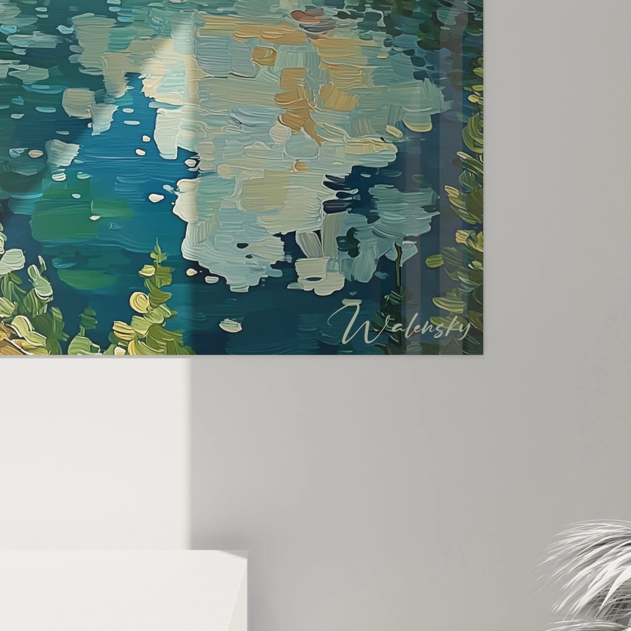 Tableau mural Walensky montrant reflet marin et voilier en peinture impressionniste tableau voilier lumière estivale