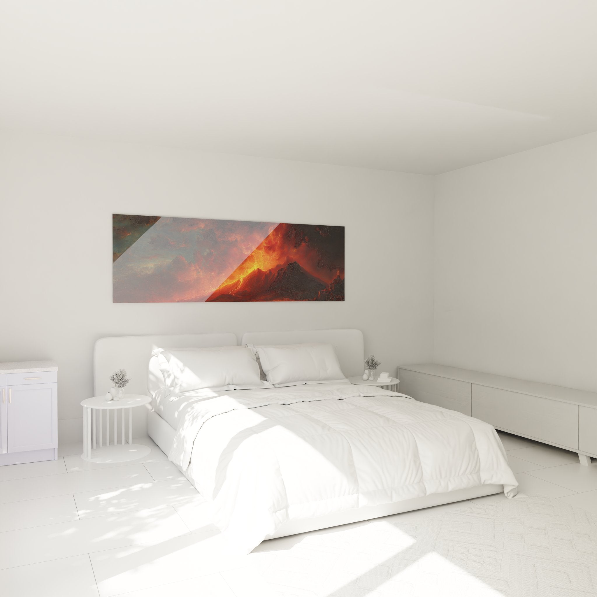 Tableau volcan éruption chambre ambiance décorative art mural volcanique flammes incandescentes