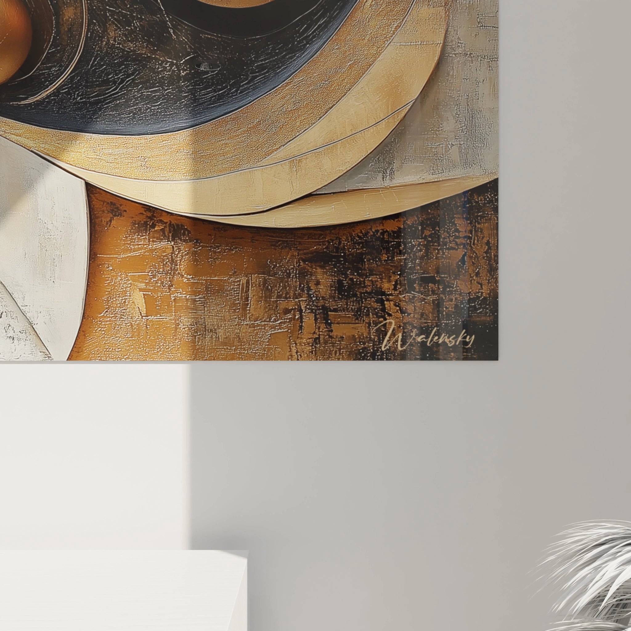 Tableau africain mural Walensky représentant un léopard avec détails en beige et noir